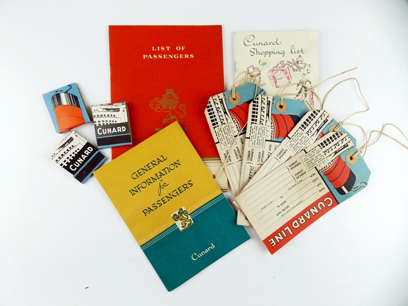 1953 Ile De France and Queen Elizabeth Oceanliner Ephemera
