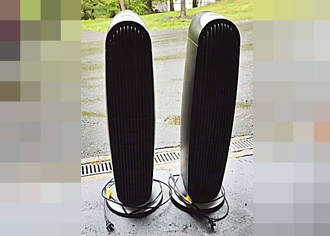 Two Honeywell Black Tower Fans