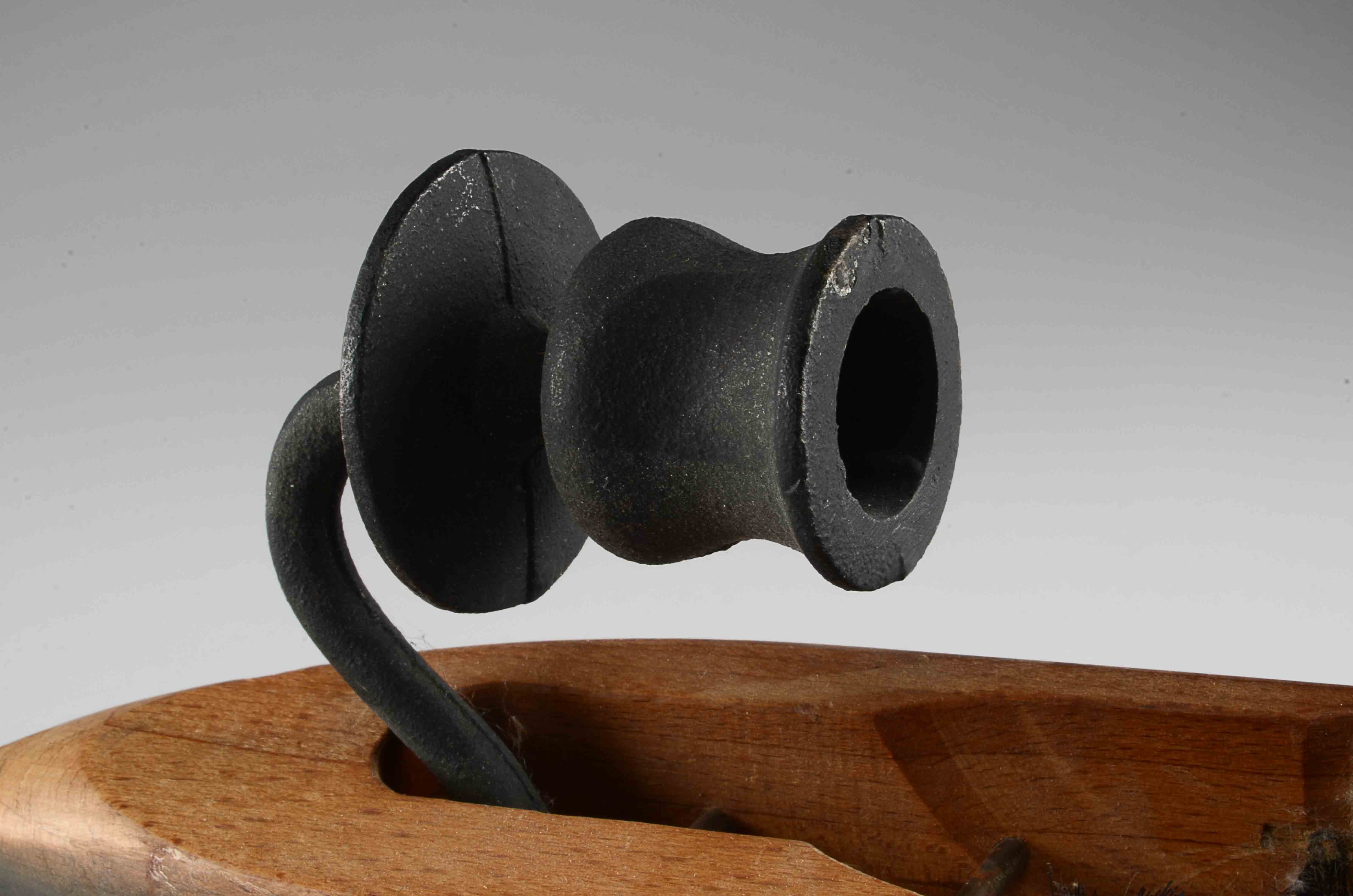 Two vintage hardwood Shuttle Loom Sconces