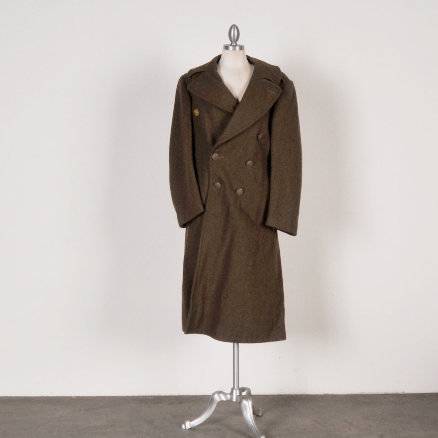 WWII Long Wool Army Overcoat