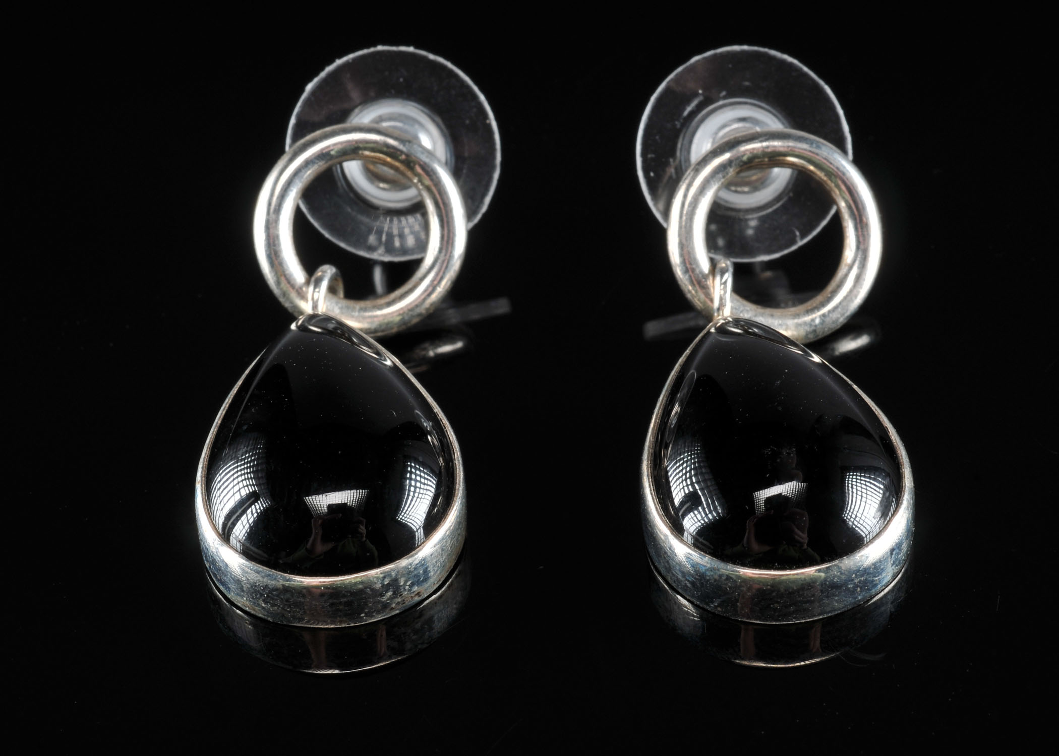 Navajo Sterling Silver & Black Onyx Earrings