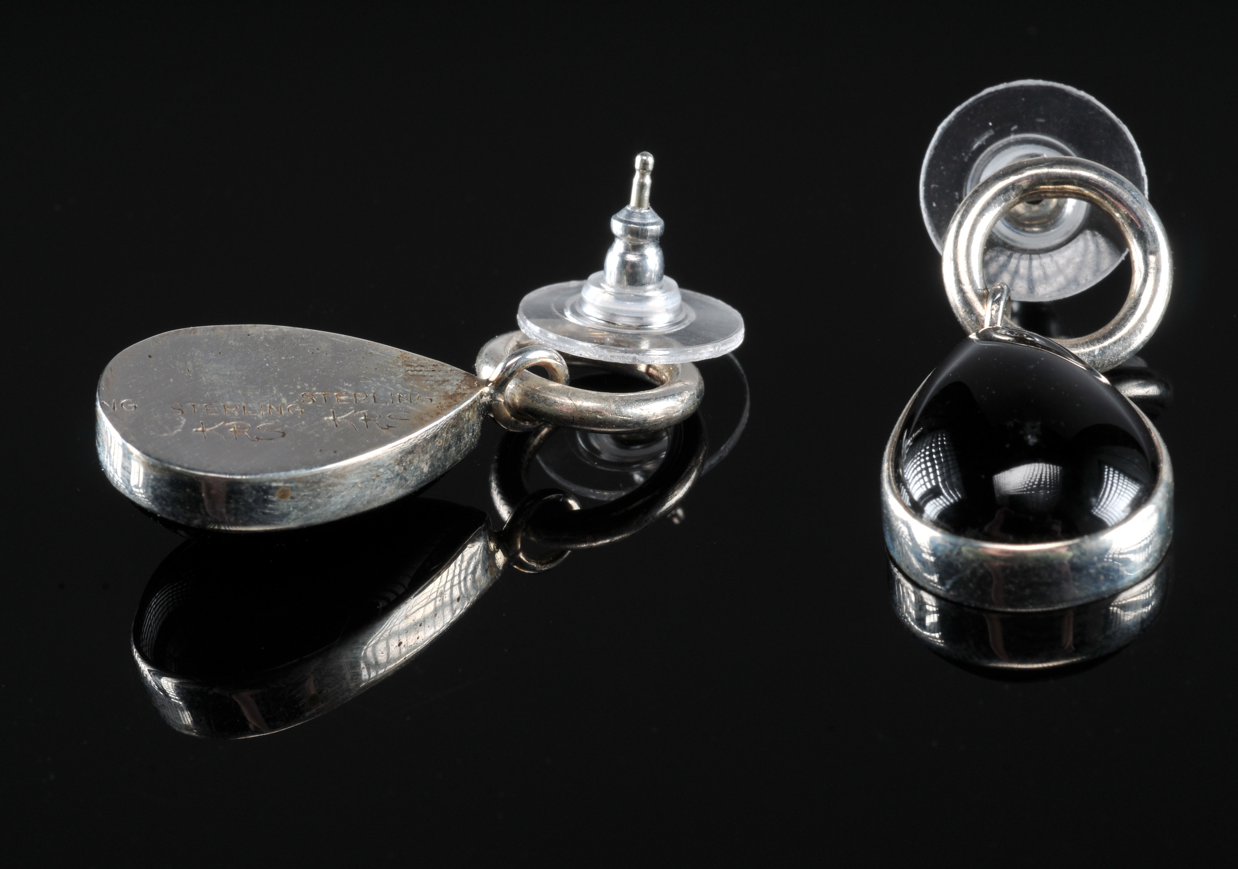 Navajo Sterling Silver & Black Onyx Earrings