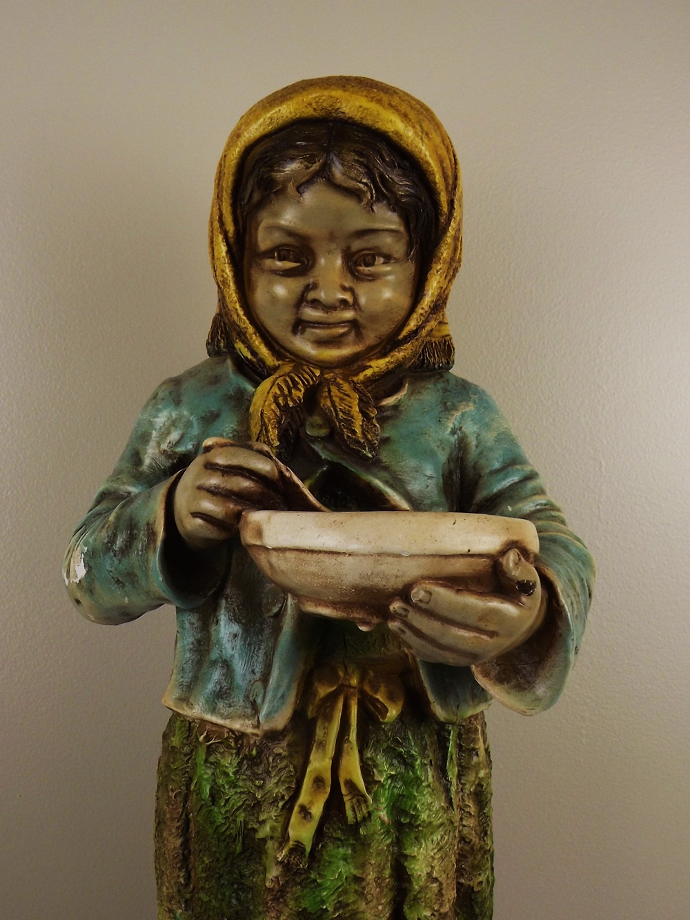 Vintage Peasant Children Plaster Sculptures