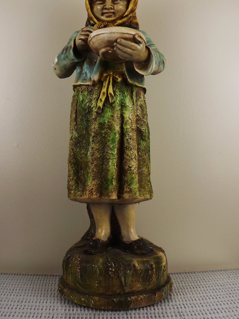 Vintage Peasant Children Plaster Sculptures