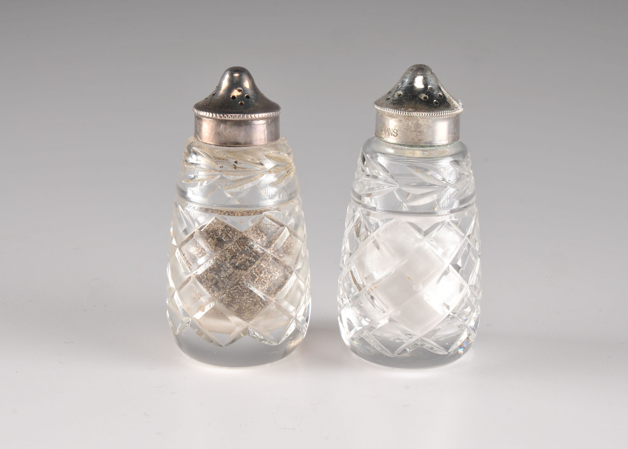 Pair of vintage Waterford Crystal Salt and Pepper shakers in the "Glandore" pattern 