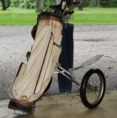 Vintage Mens Golf Clubs, Bag and Cart