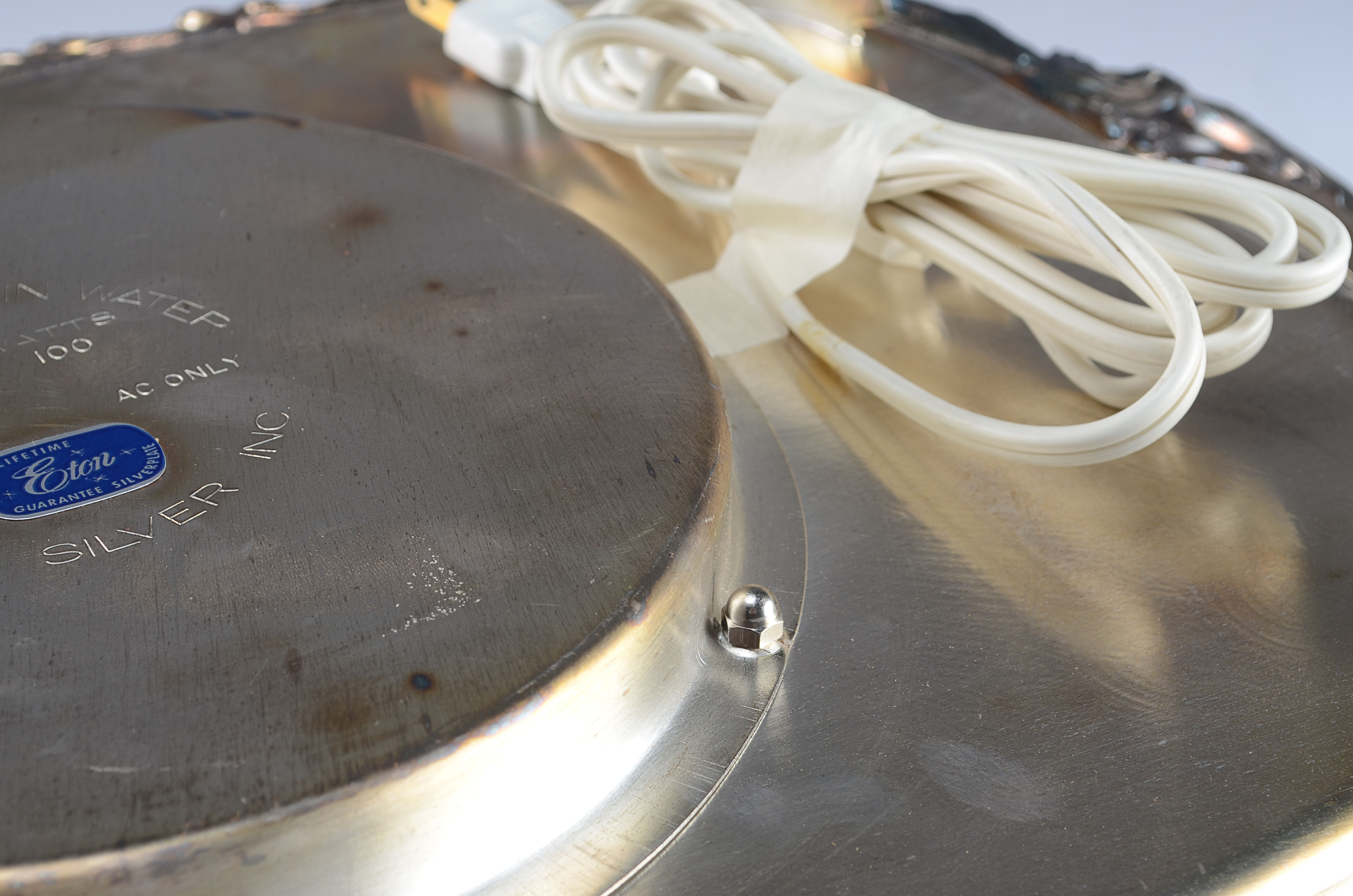 Large Eaton Heated Silver-Plate Serving Tray