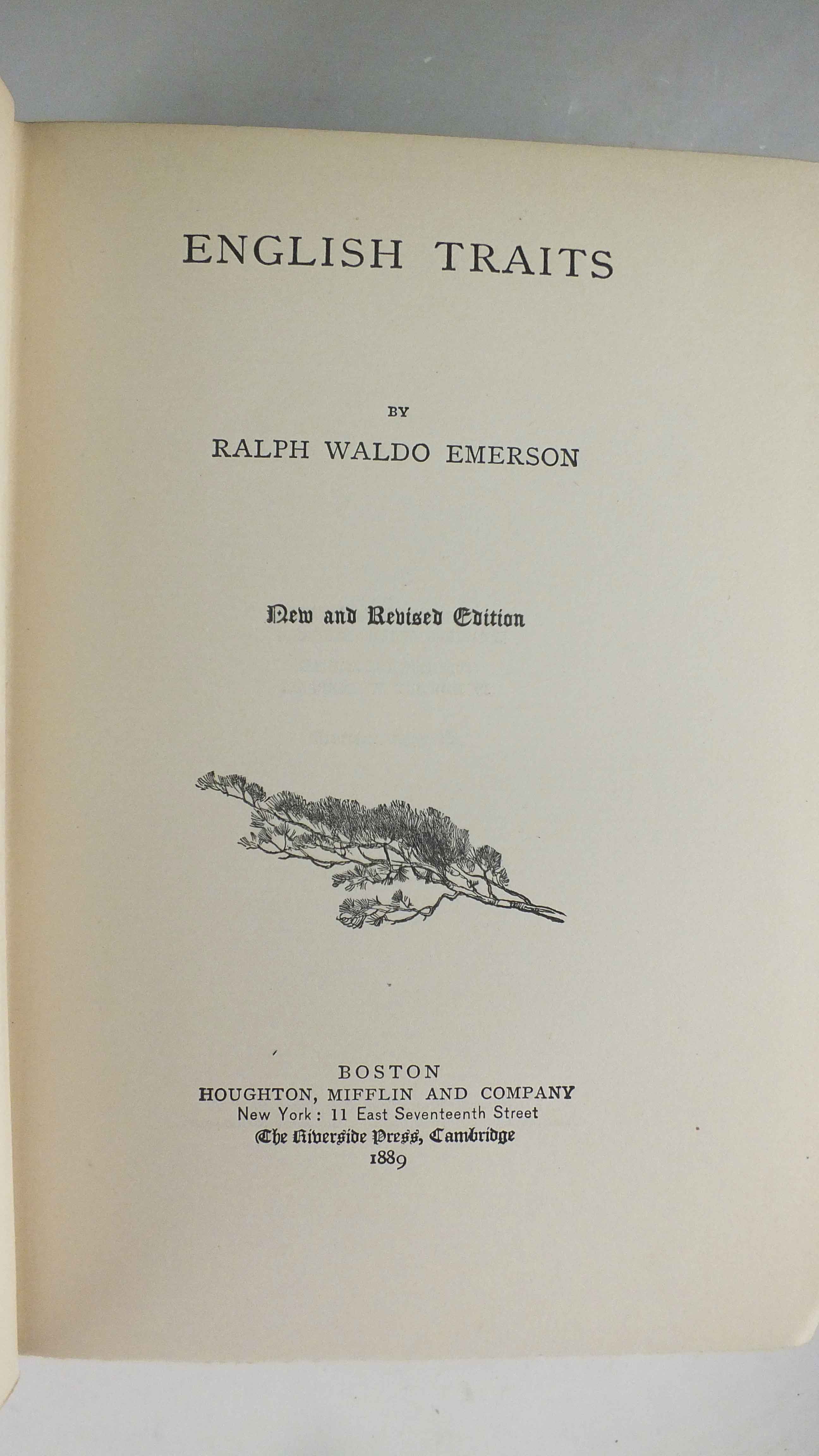 1889 copy of  Emerson's "English Traits"
