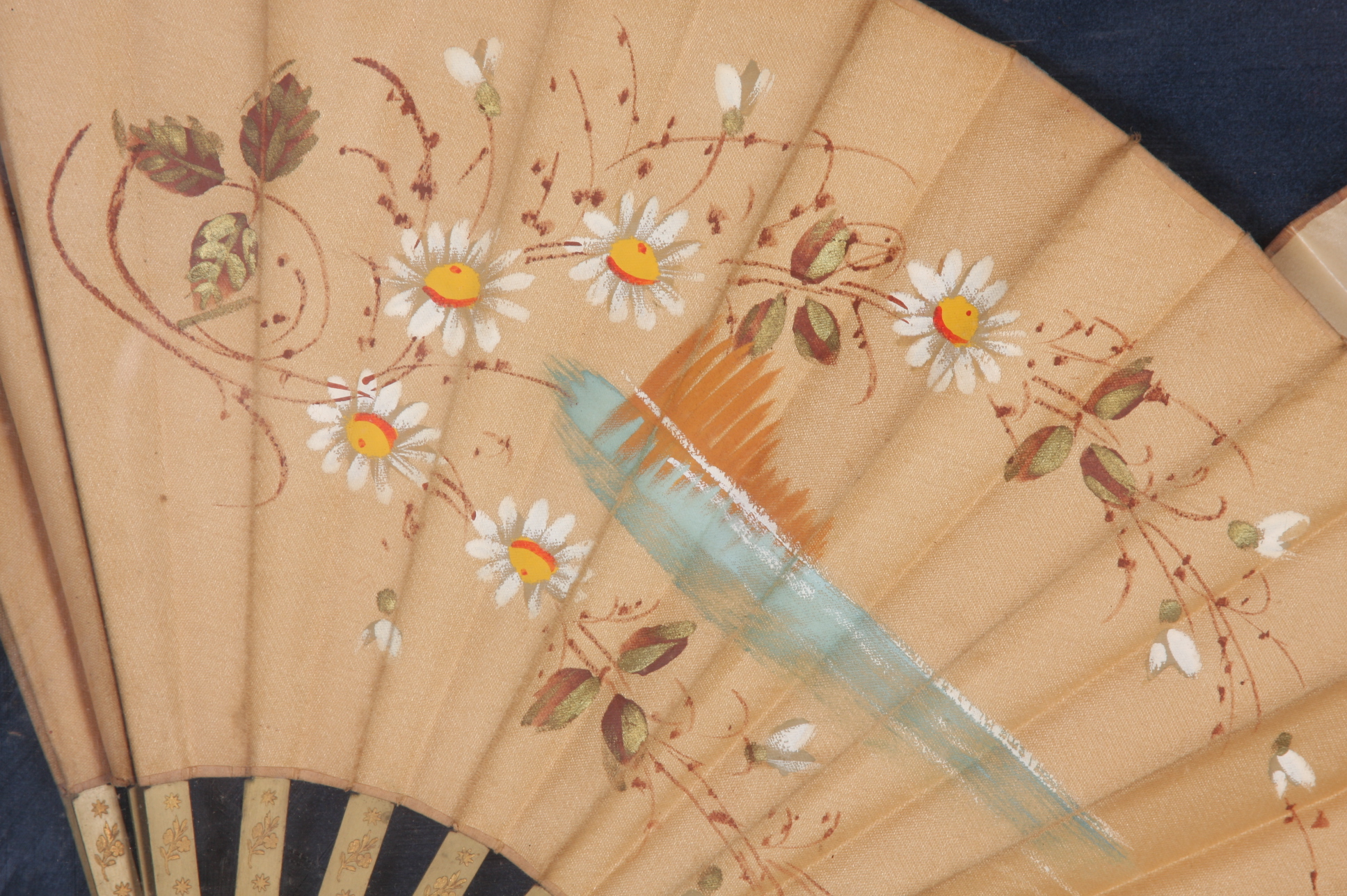 Triplet of Antique Fans Housed in Display Case