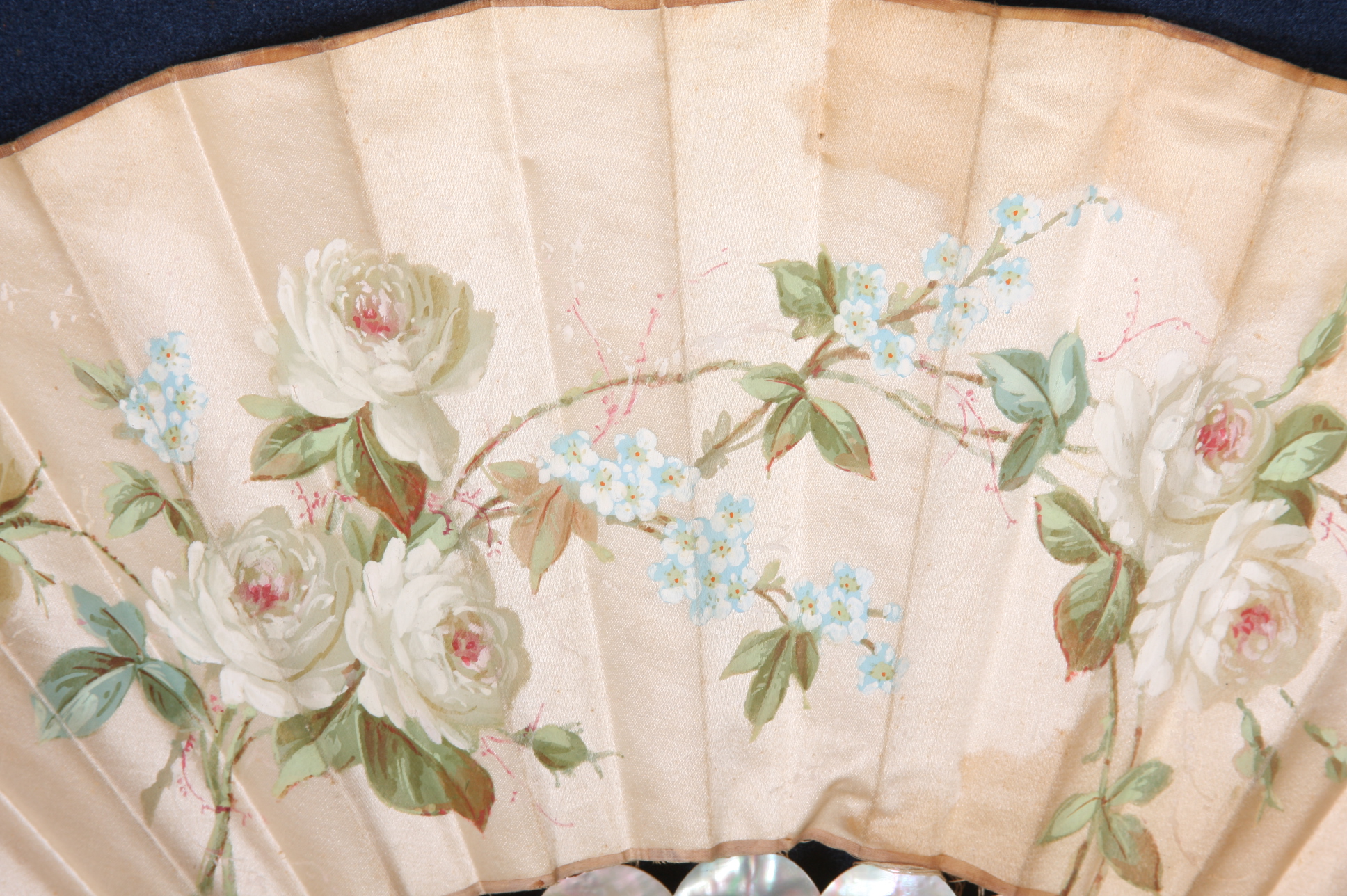 Triplet of Antique Fans Housed in Display Case