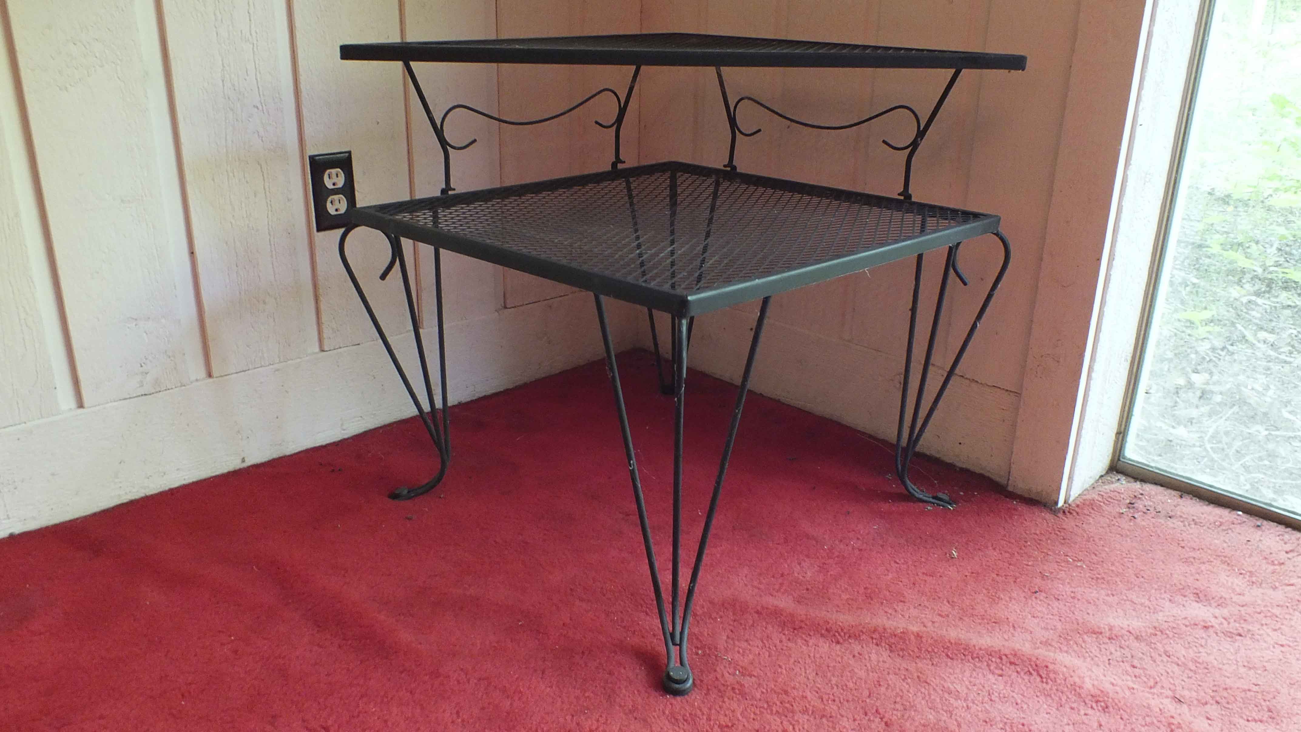 Black Wrought Iron Corner Table