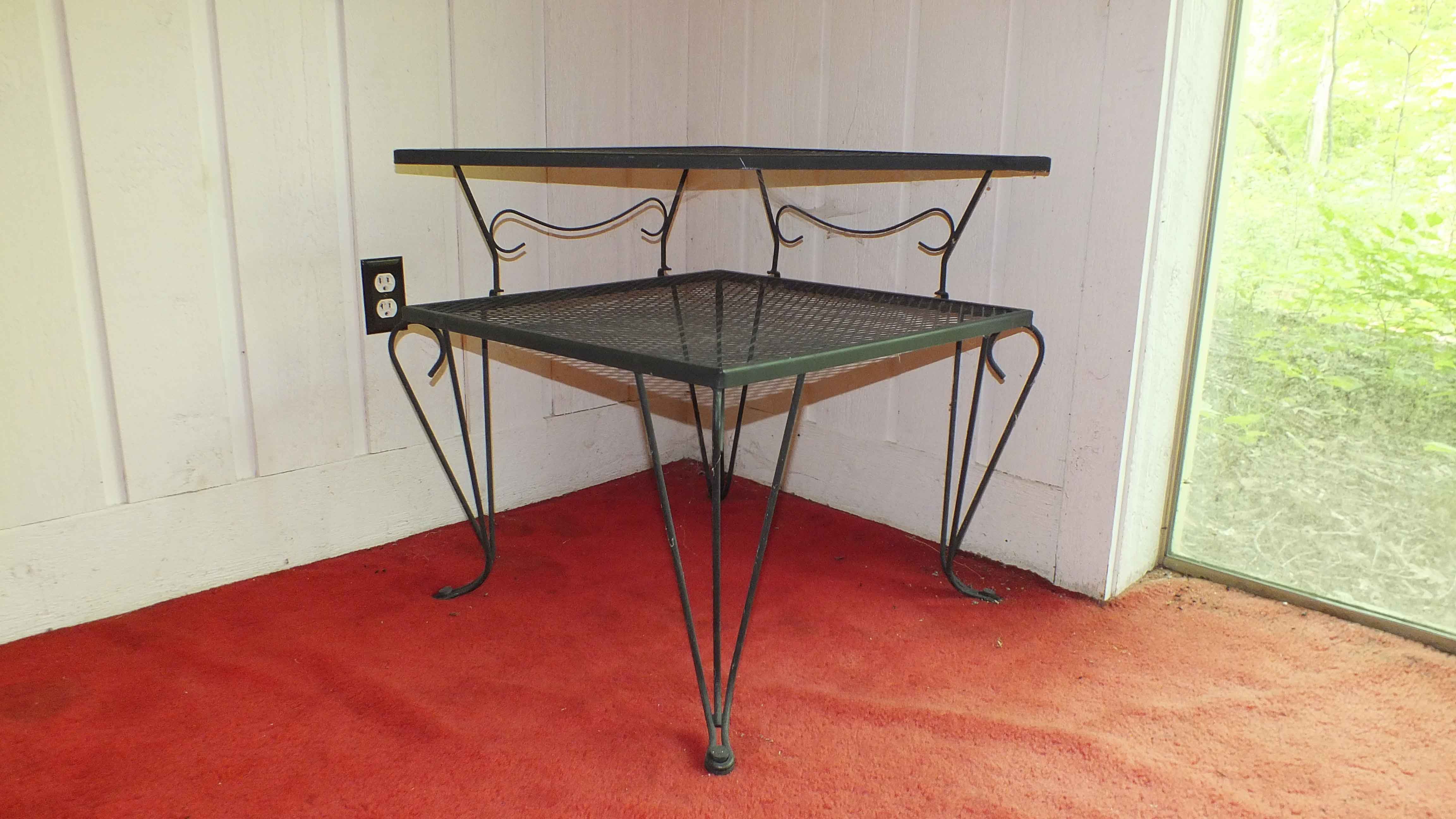 Black Wrought Iron Corner Table