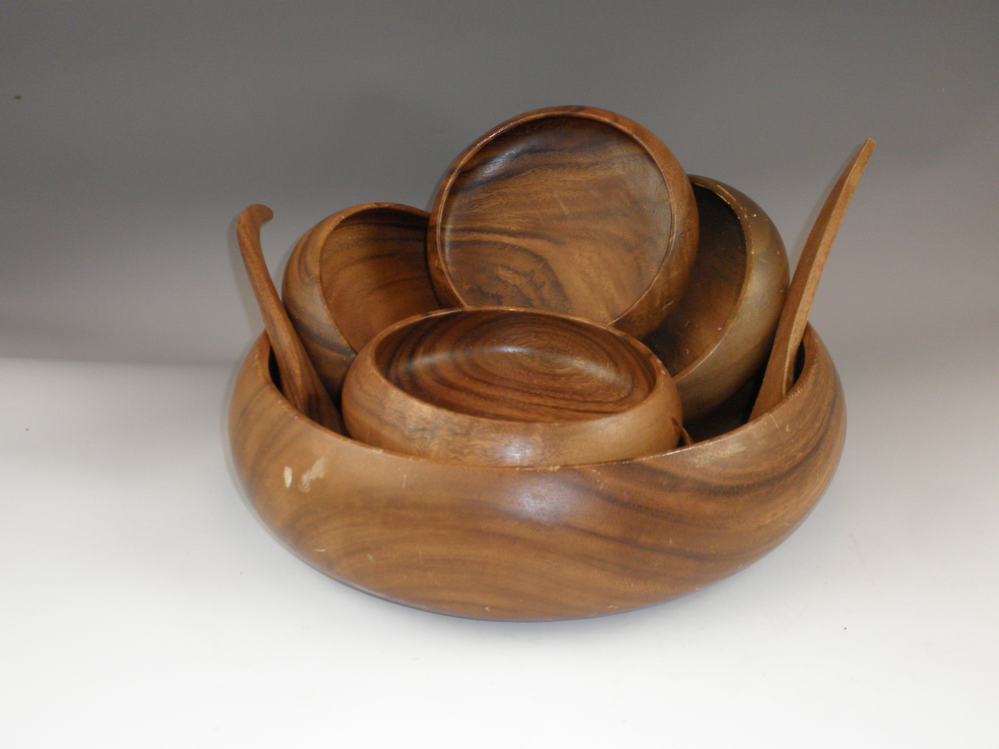 Monkey Pod Wooden Salad Bowl set