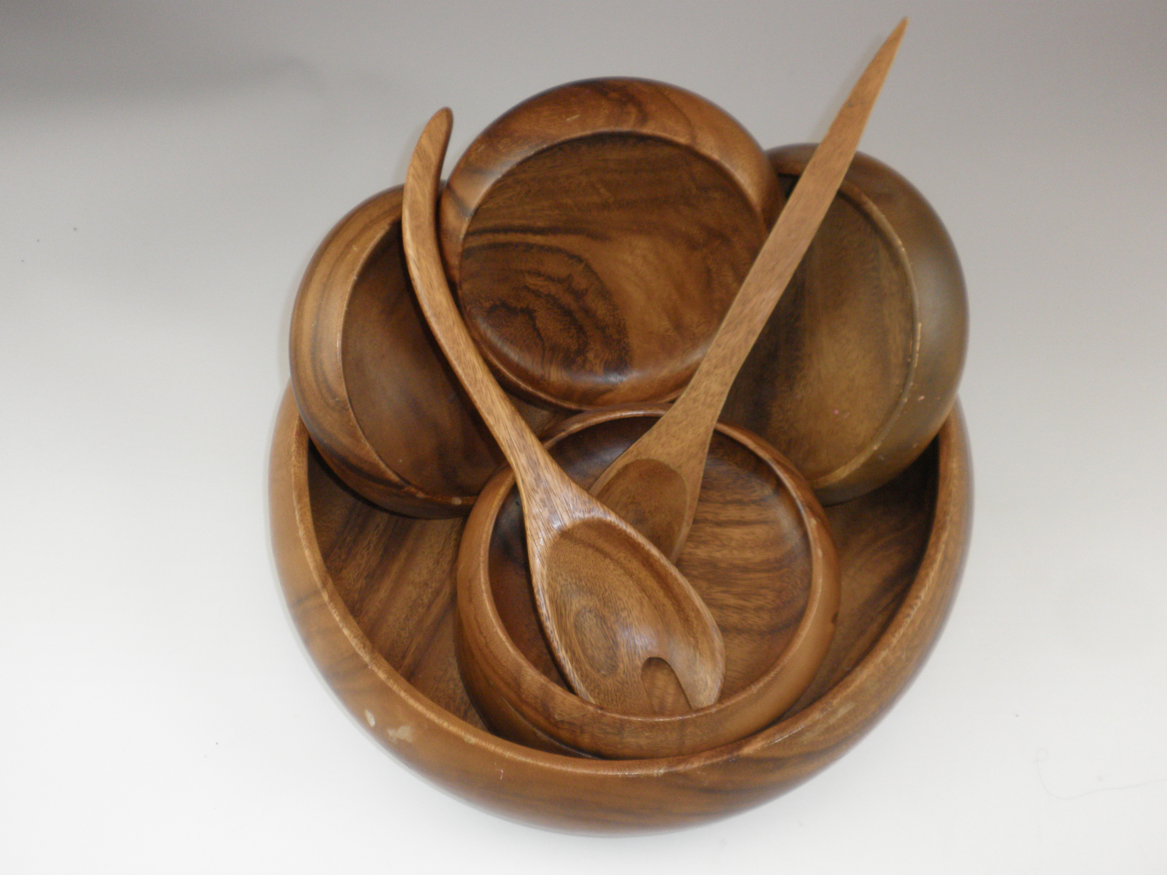 Monkey Pod Wooden Salad Bowl set