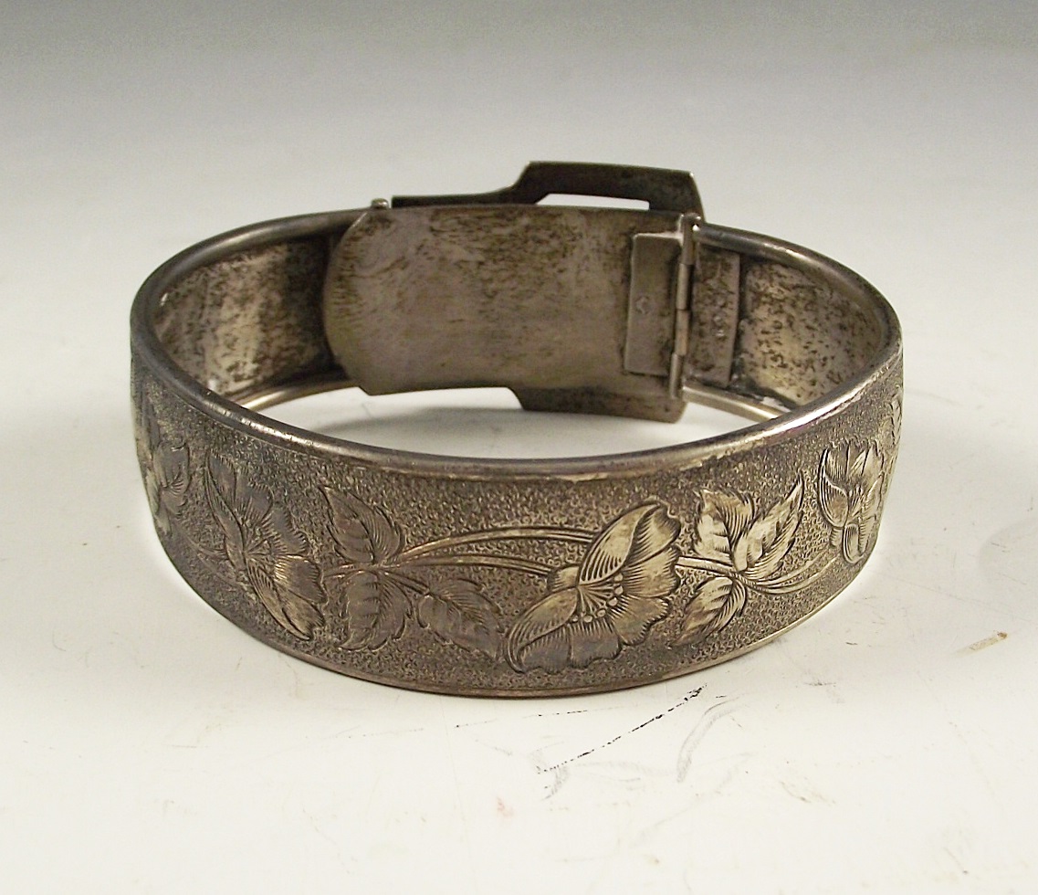 Sterling silver buckle bracelet.