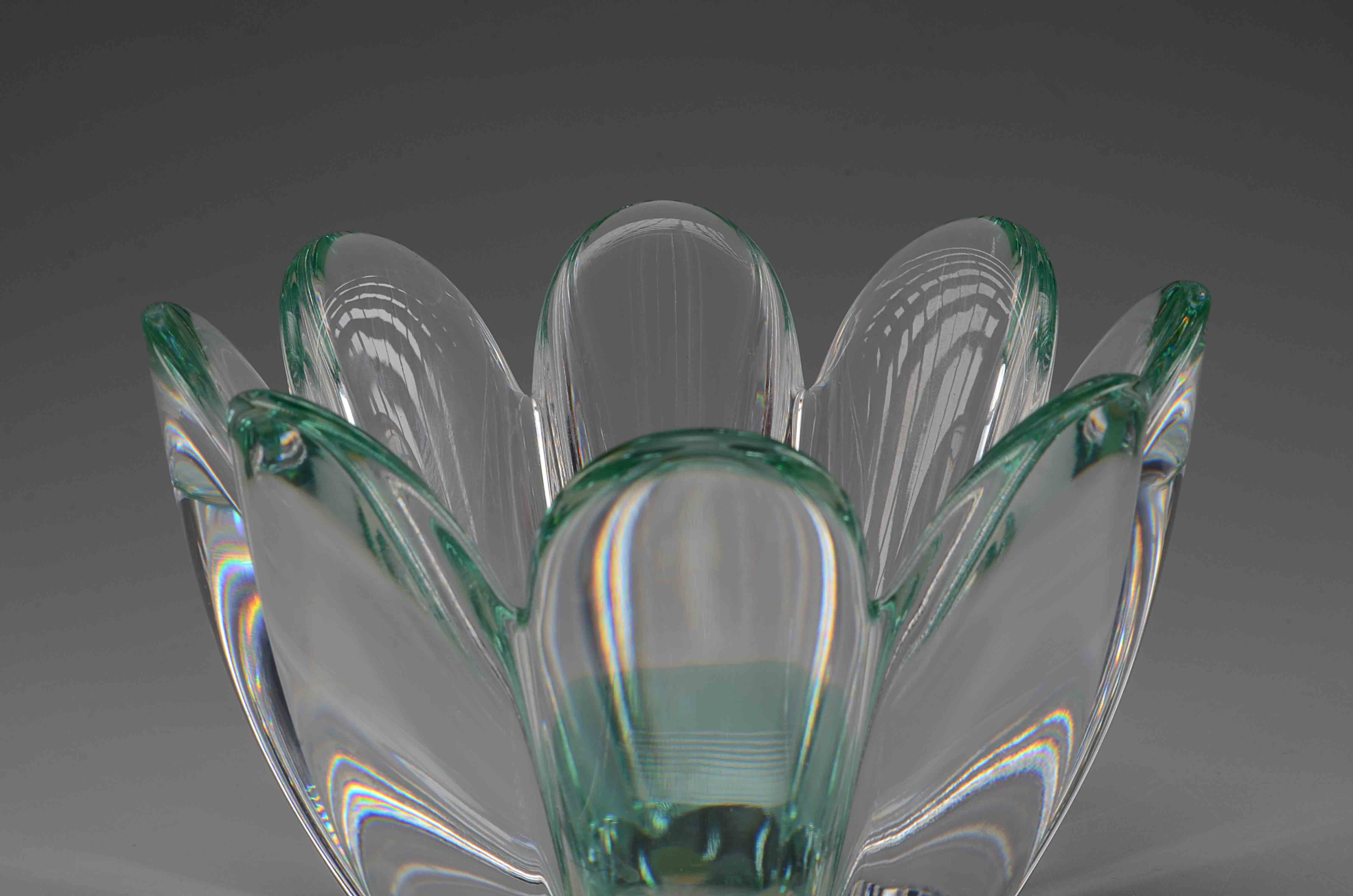 Orrefors Crystal Mayflower Green Bowl