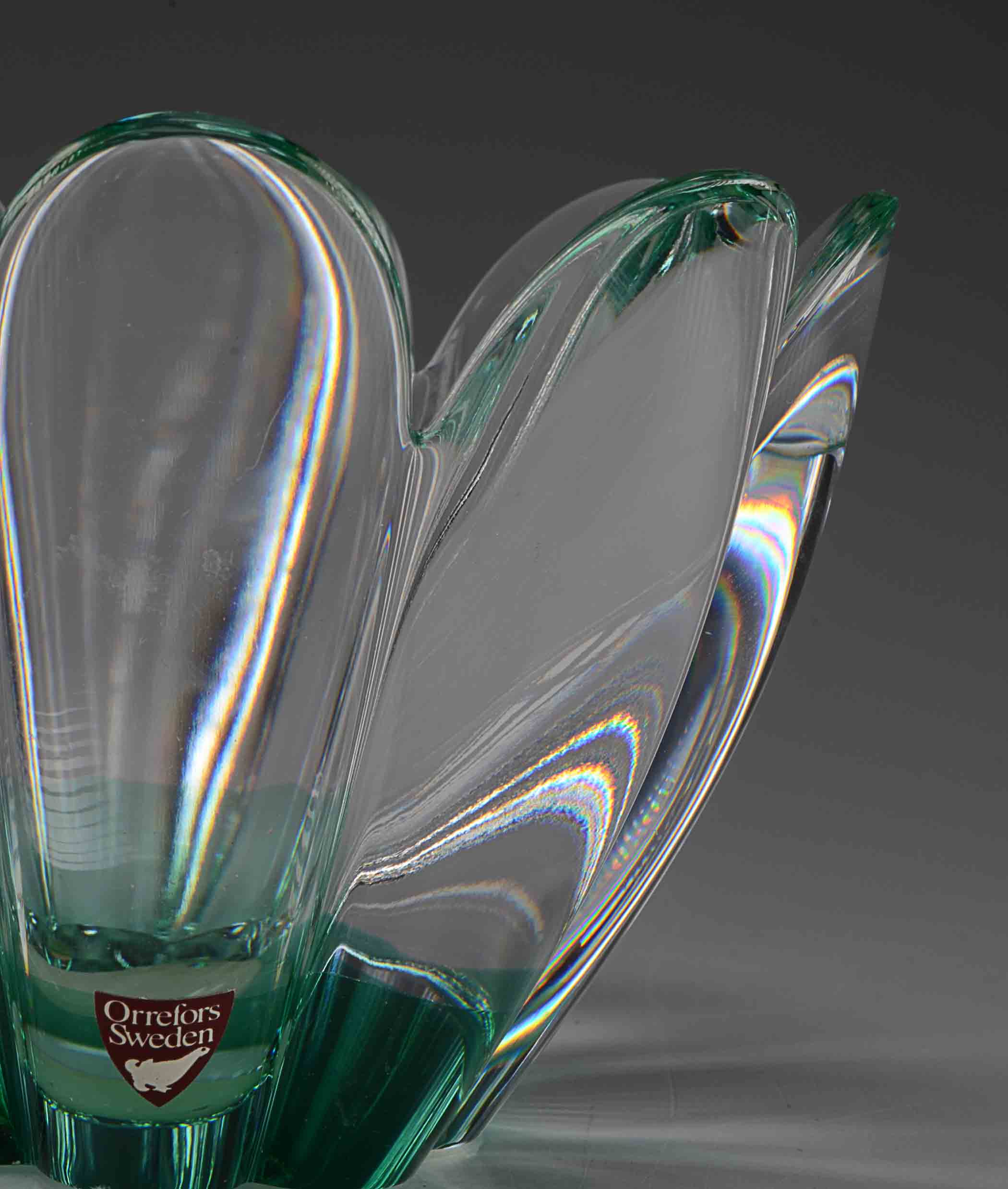 Orrefors Crystal Mayflower Green Bowl