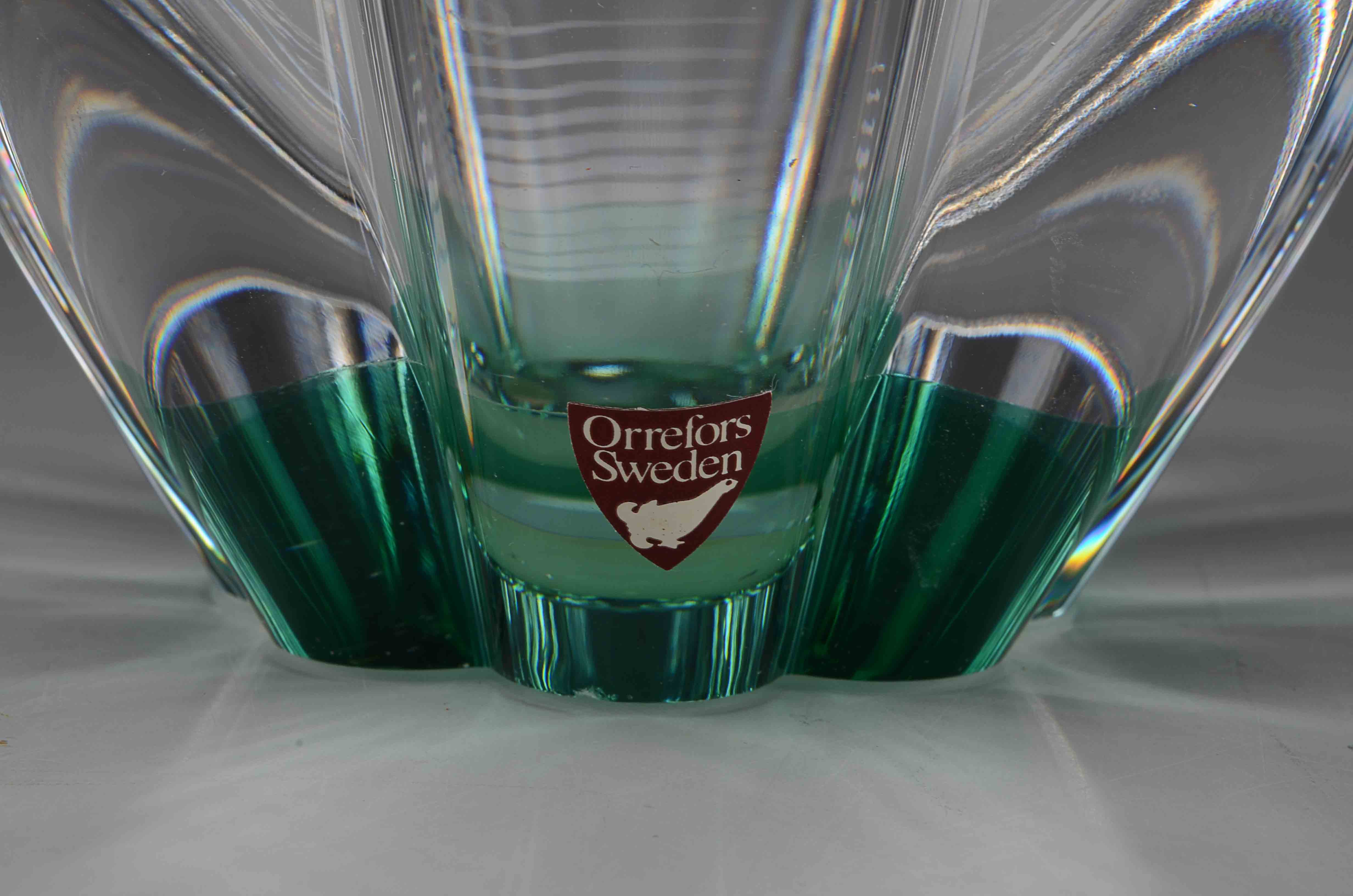 Orrefors Crystal Mayflower Green Bowl