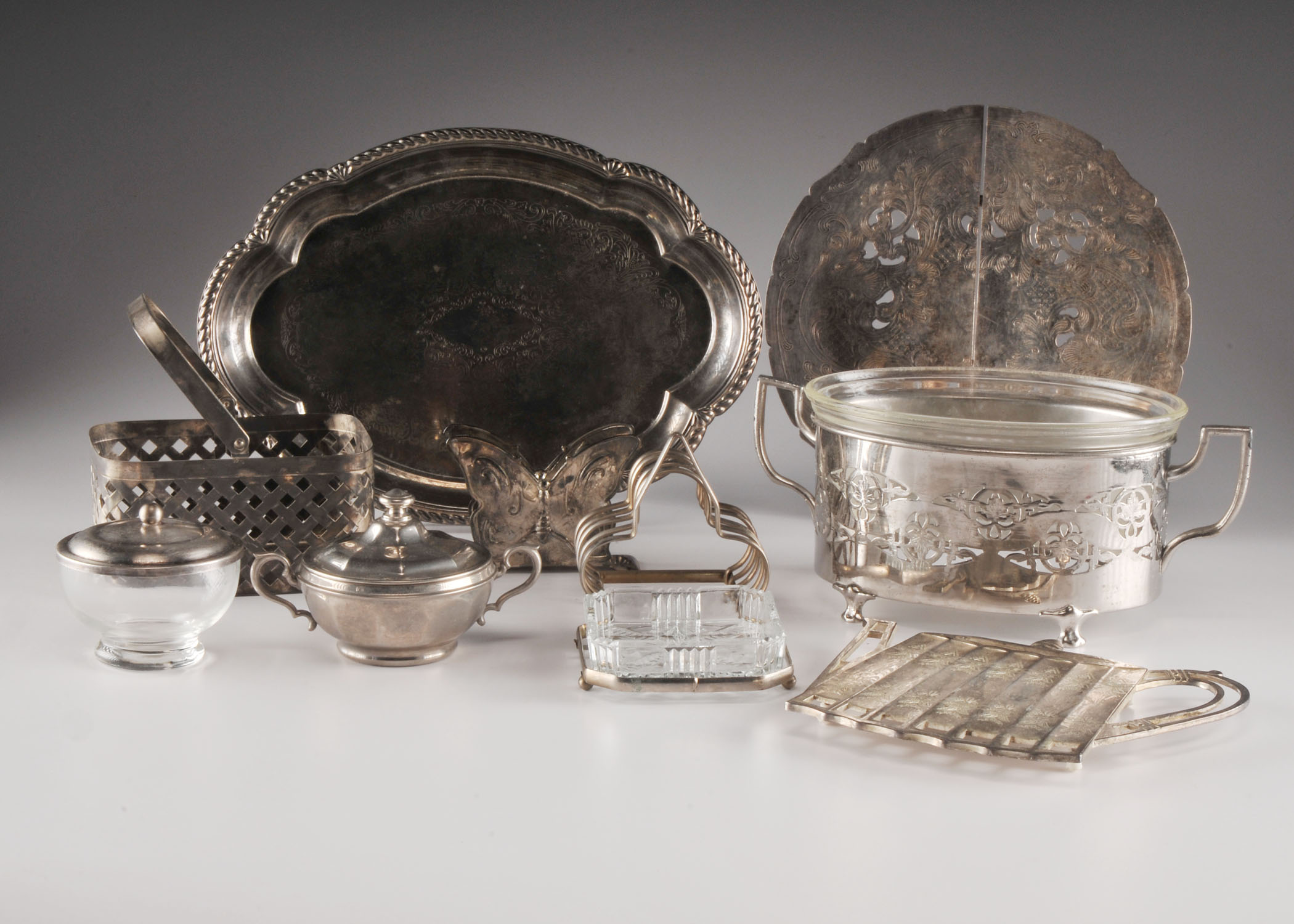 Collection of Silver Plate Decorative Service Pieces