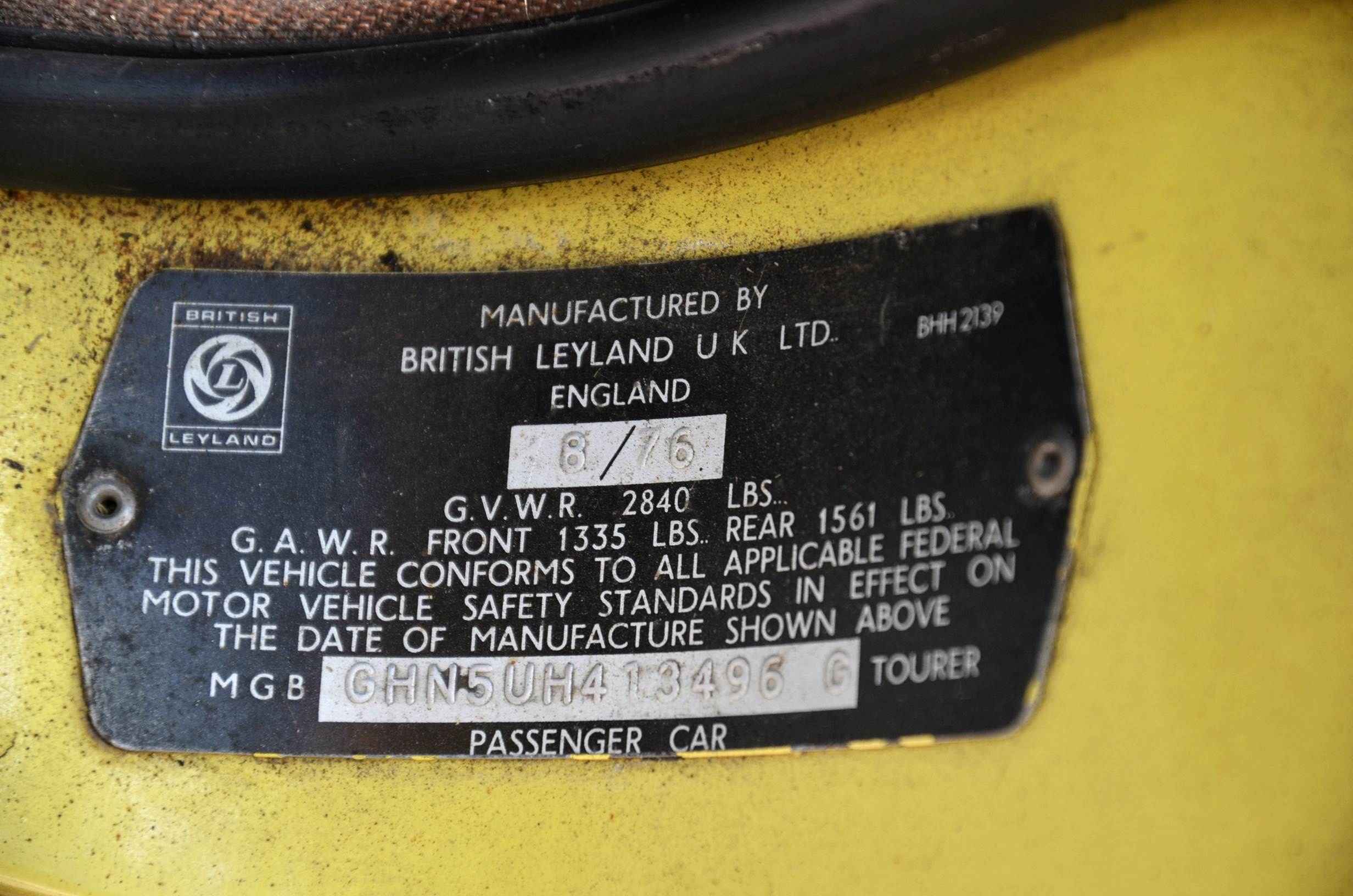 1976 MG Tourer Passenger Car.