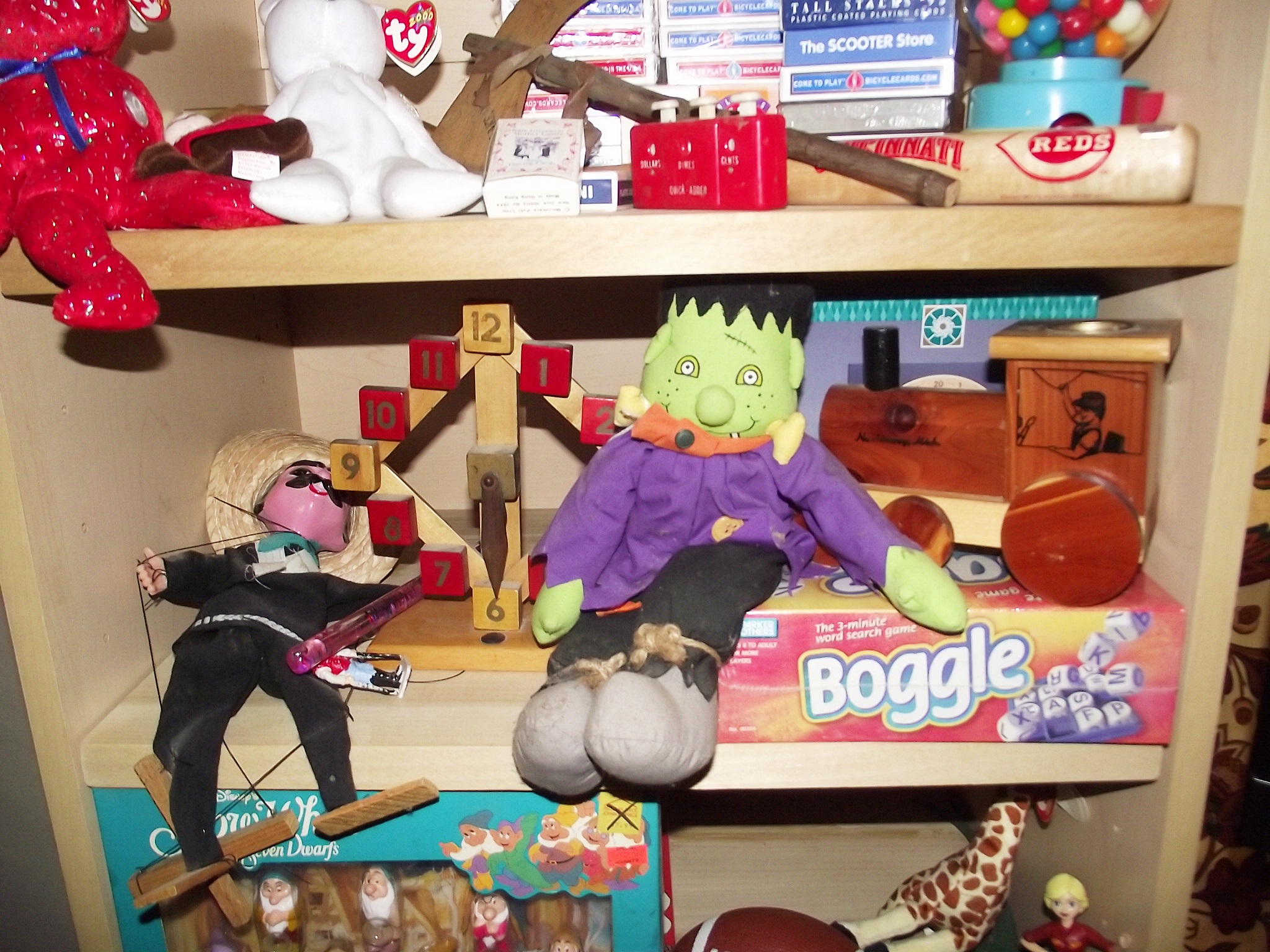 Group of toys and TY shelving unit.