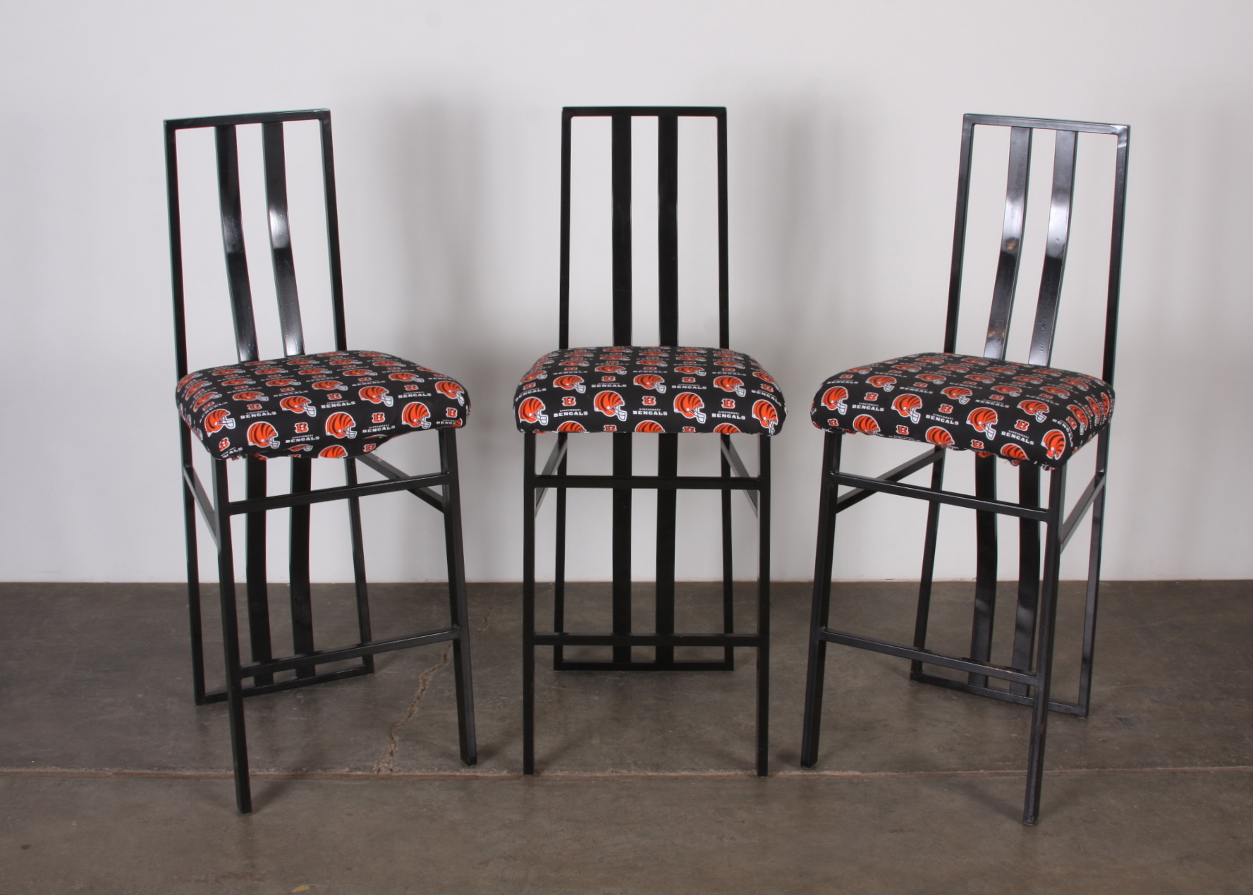Trio of Bengals Metal Bar Stools