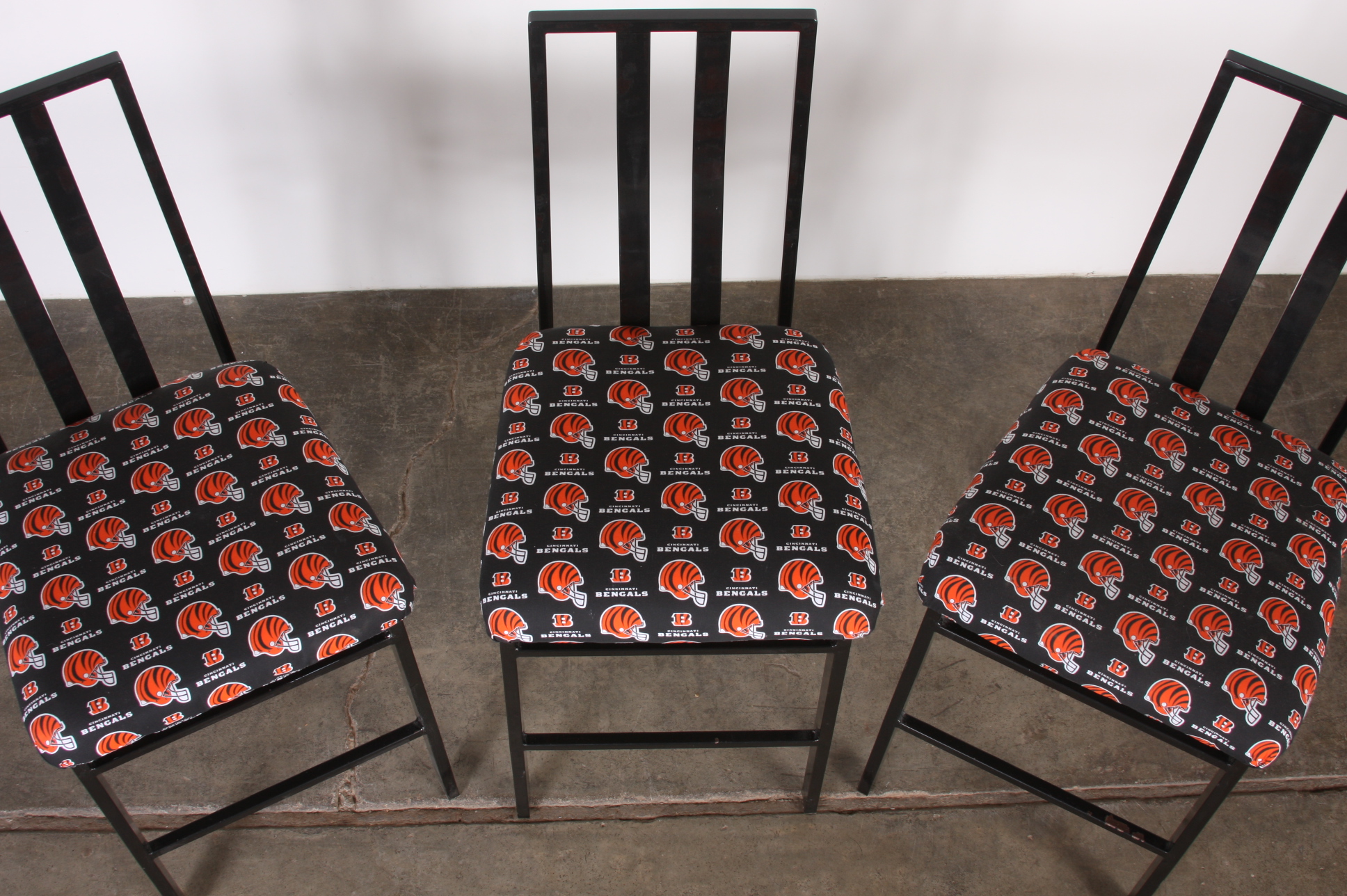 Trio of Bengals Metal Bar Stools
