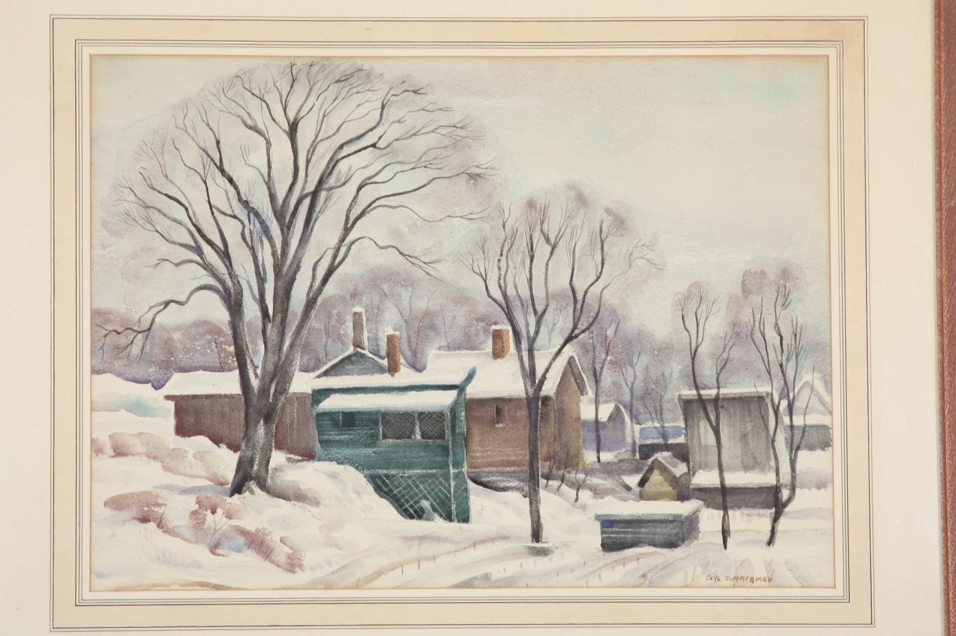 Original Carl Zimmerman Watercolor on Paper