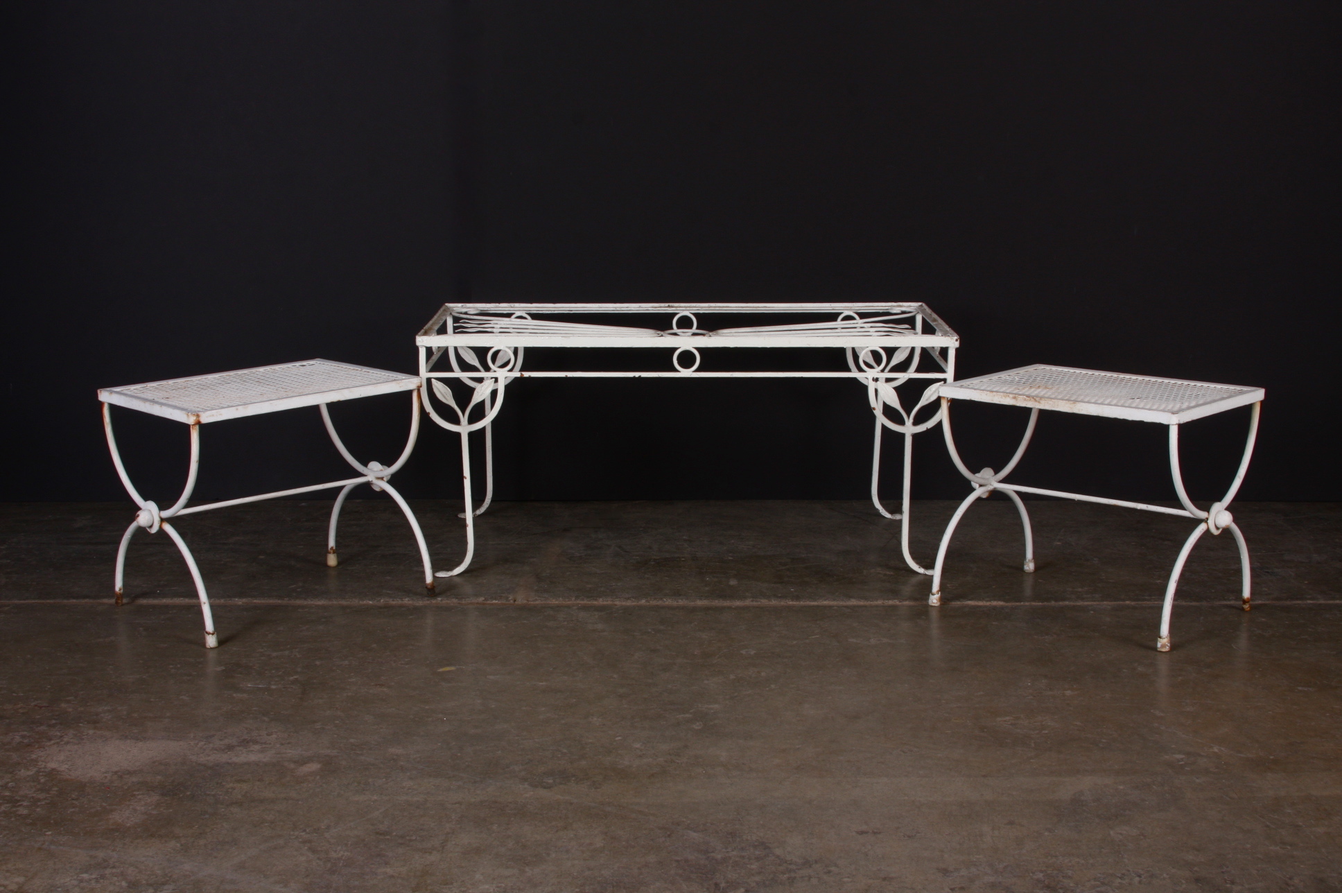 Three White Outdoor Furniture Tables