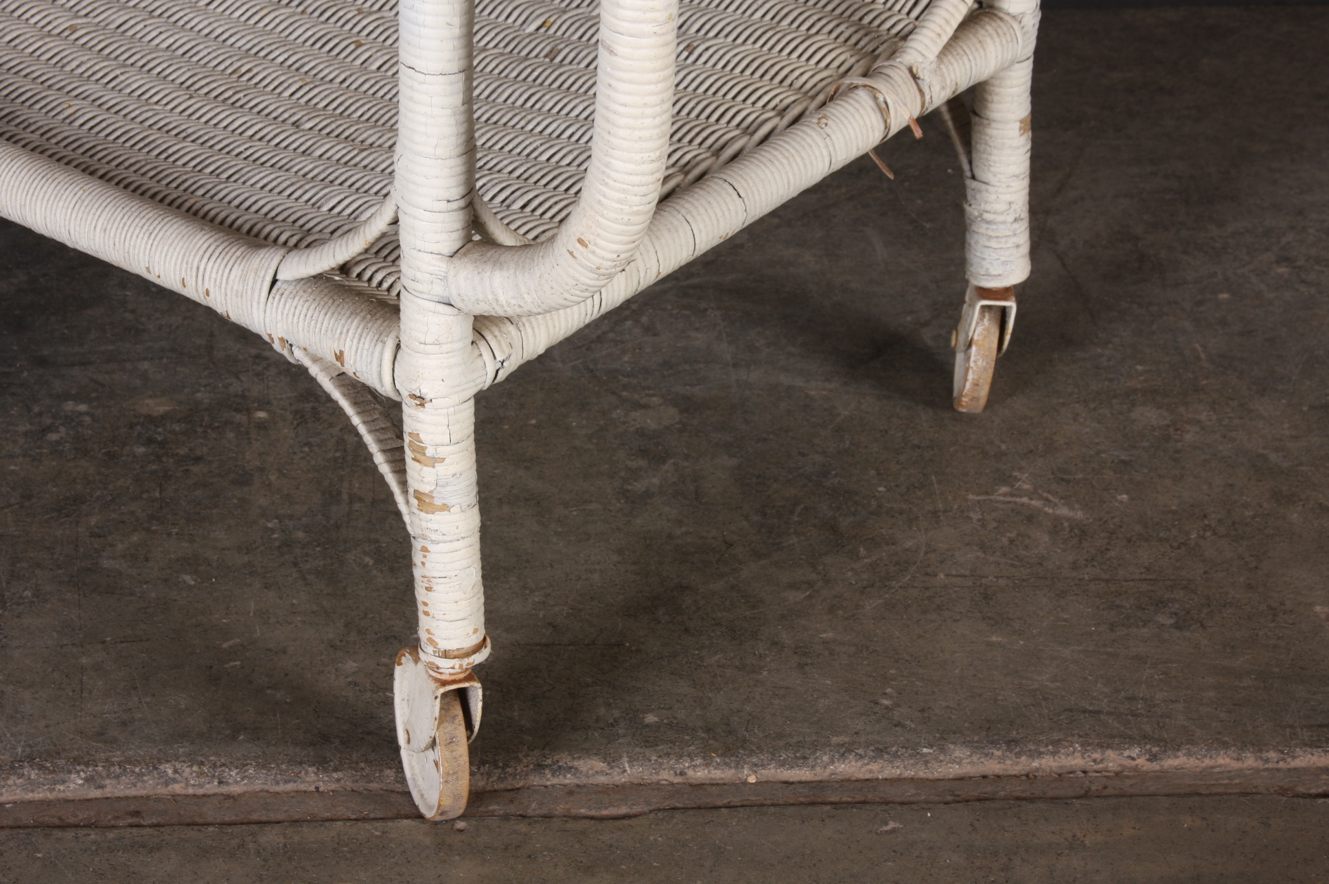 White Wicker Outdoor Rolling Plant Cart