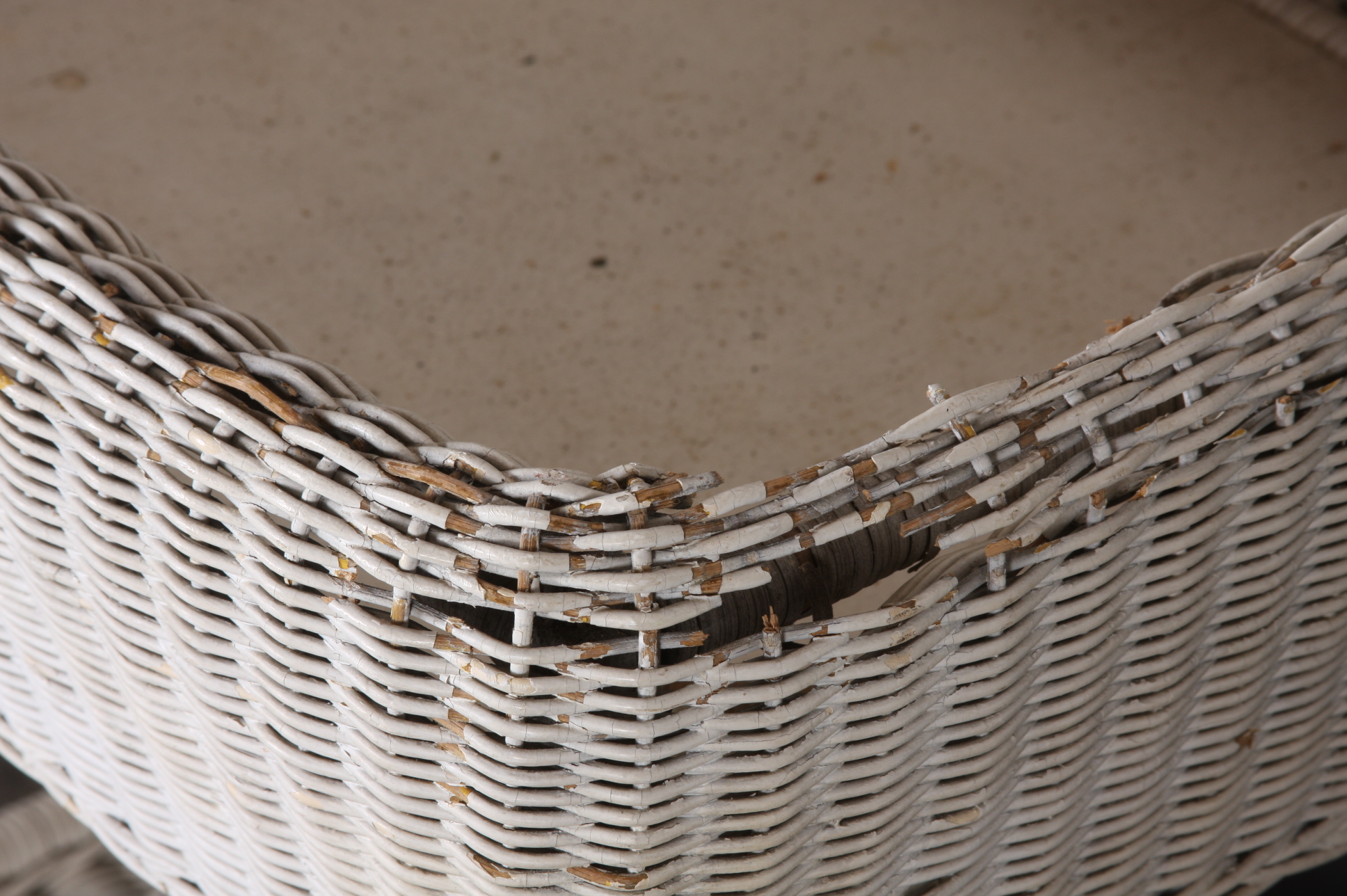 White Wicker Outdoor Rolling Plant Cart