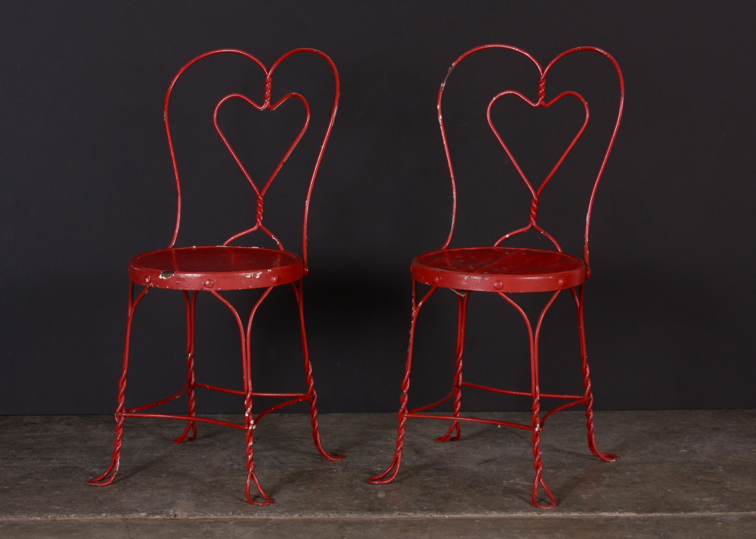 Two Red Soda Style Shop Chairs
