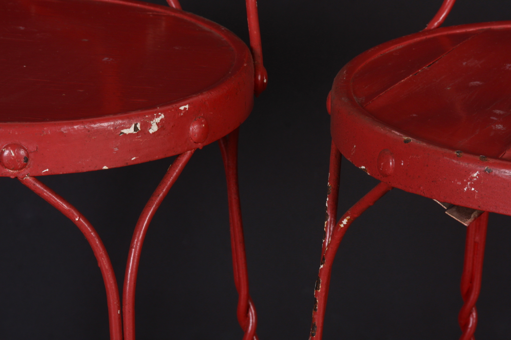 Two Red Soda Style Shop Chairs