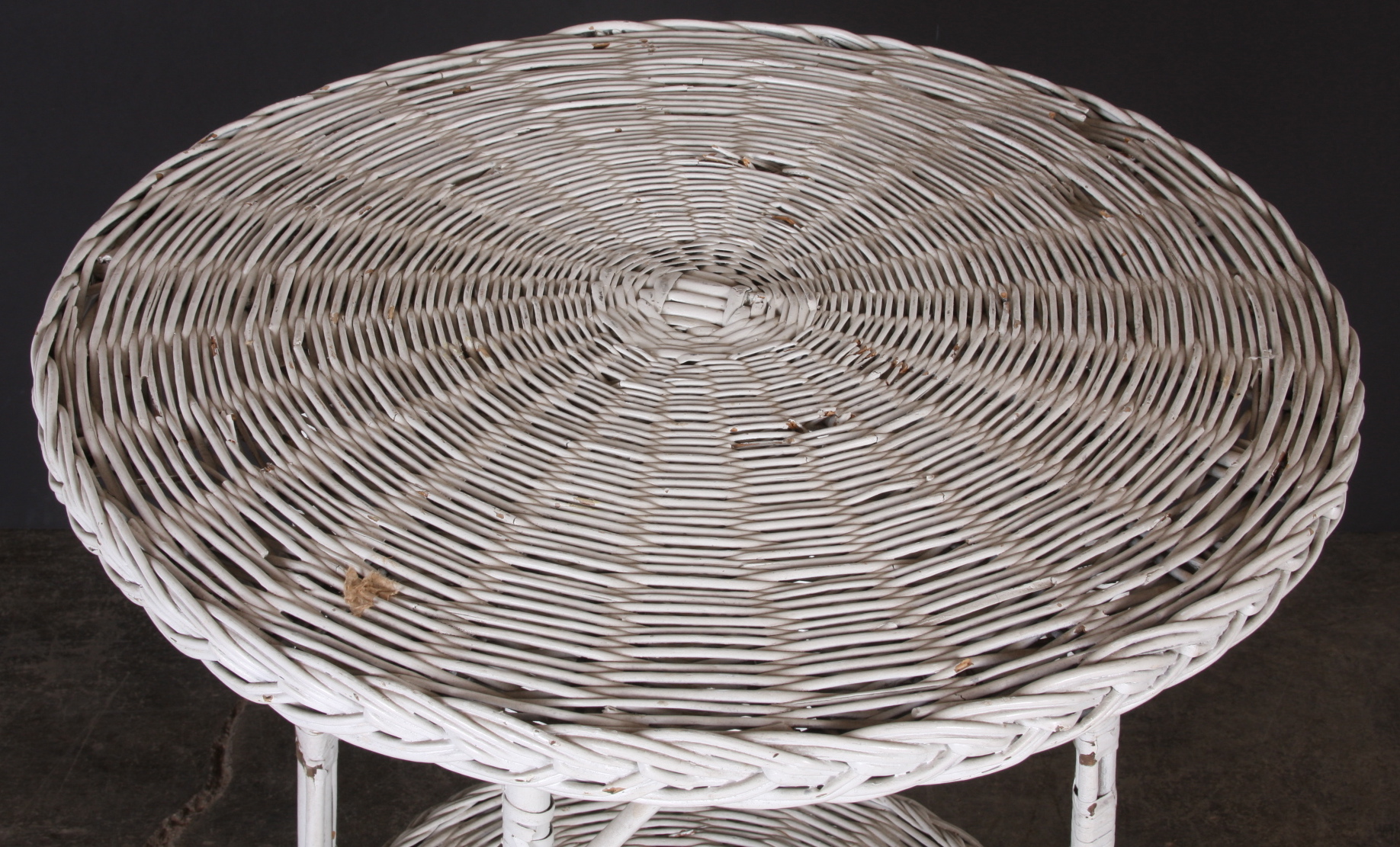 White Wicker Side Table 