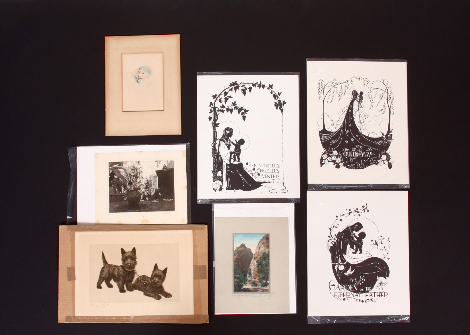 Seven Pieces of Assorted Unframed Artwork