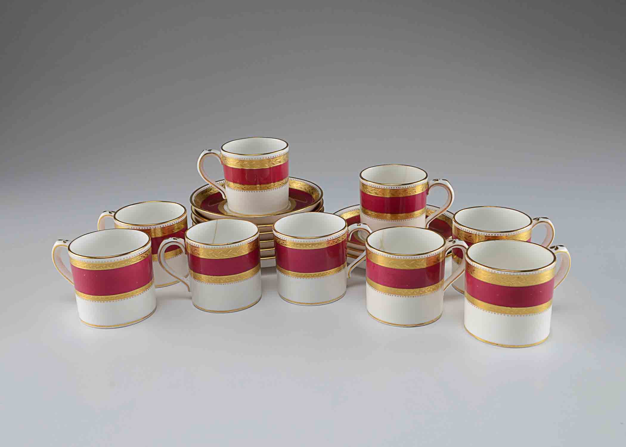 Set of Eight Demitasse Cups and Saucers