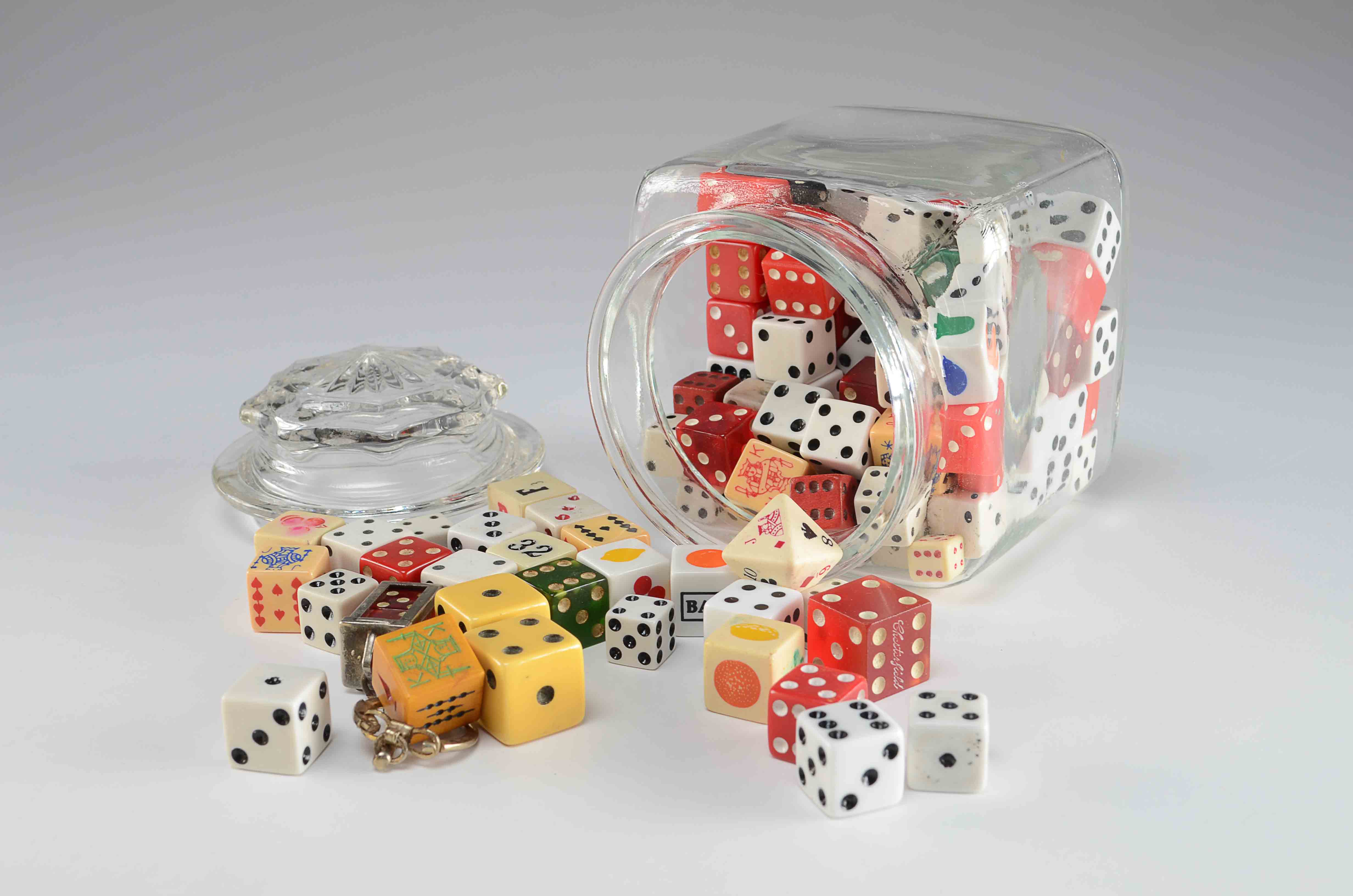 Assorted Dice and Gambling Tokens.