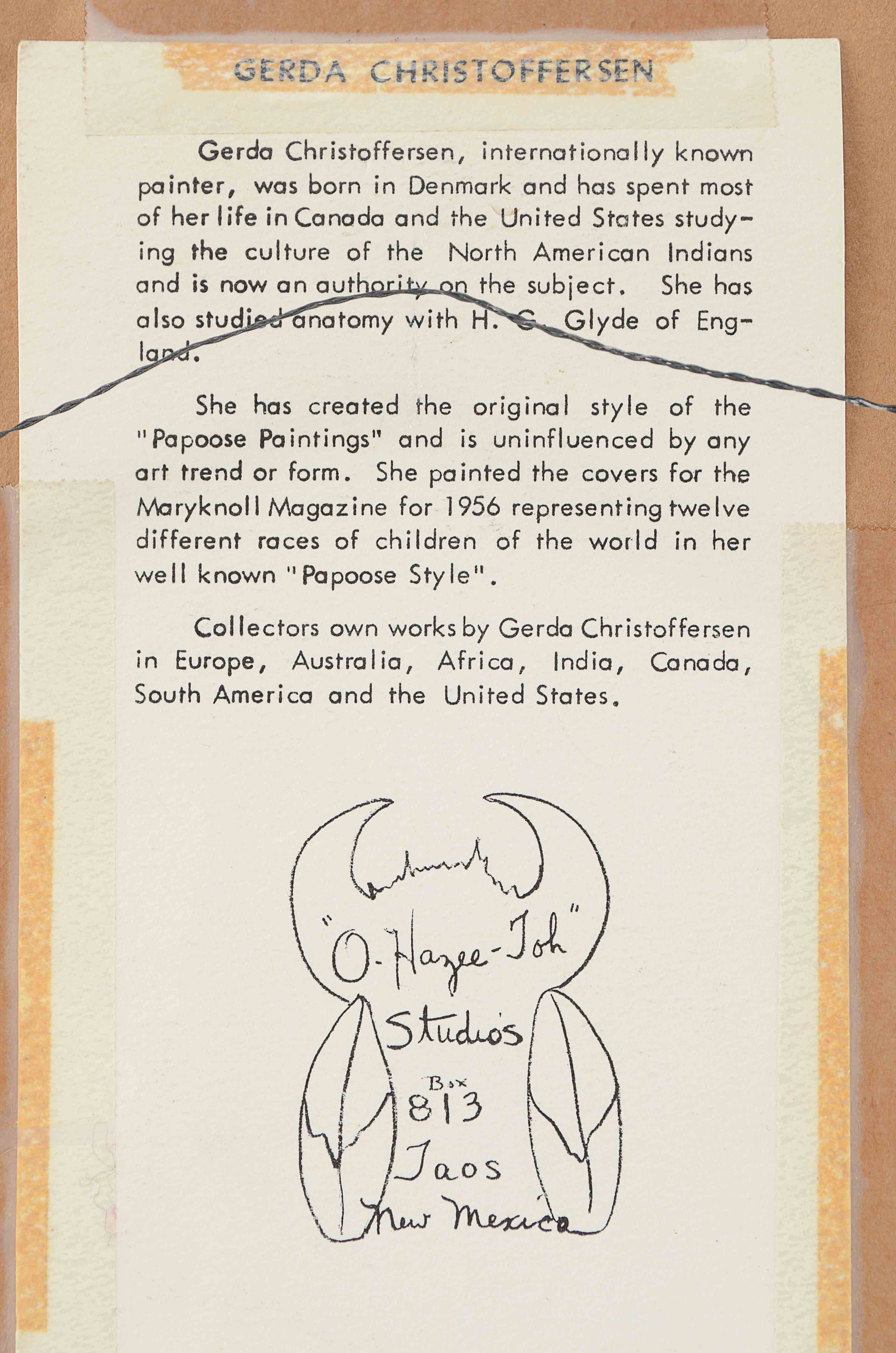 Original Gerda Christoffersen Watercolor Painting on Paper