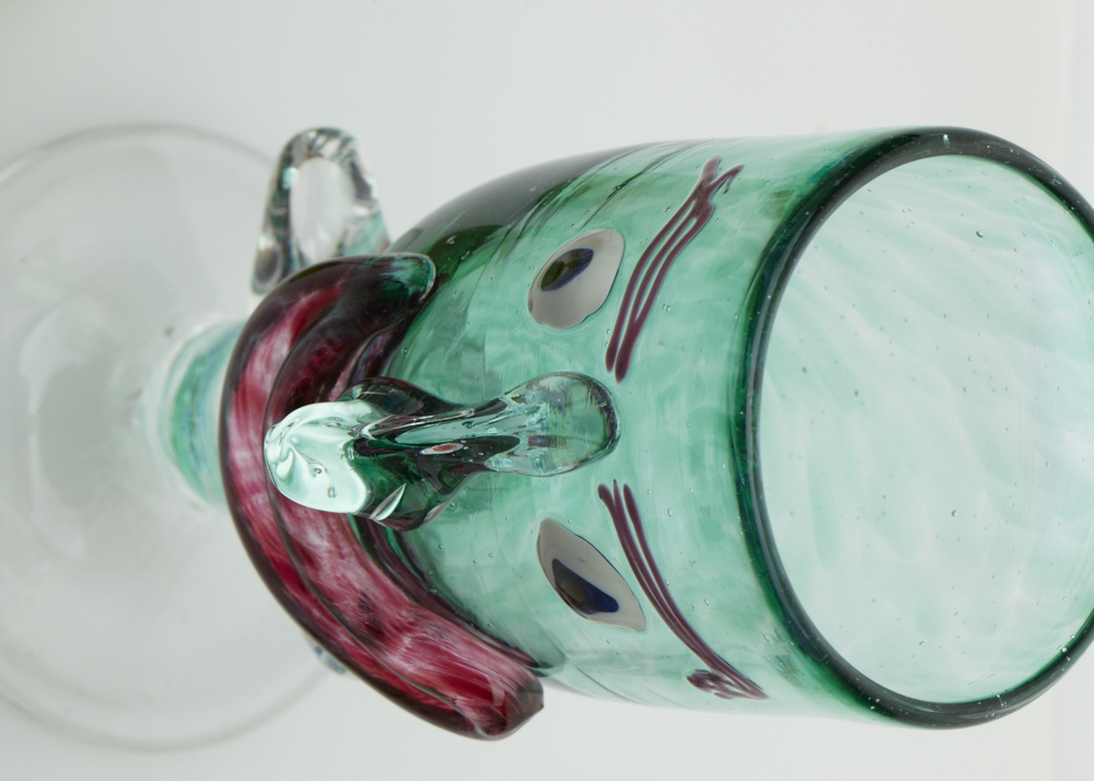 Arthur Allison signed and numbered handblown Face goblet and Bohemian cordials