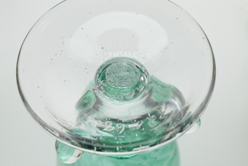 Arthur Allison signed and numbered handblown Face goblet and Bohemian cordials