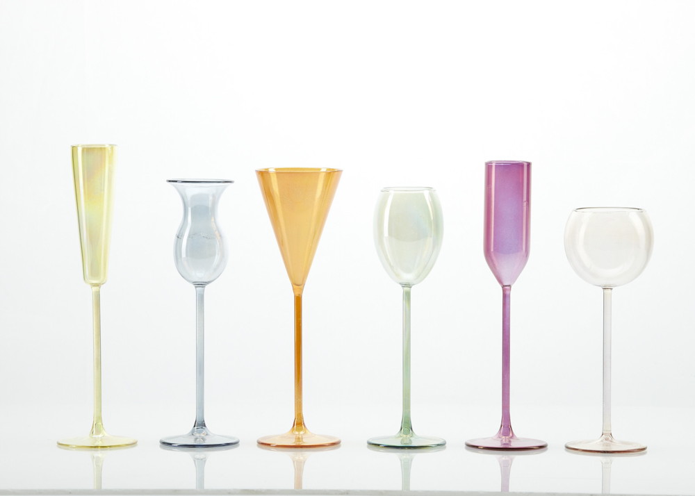 Set of Six Modern Art Glass Cordials, Italian, for Vietri