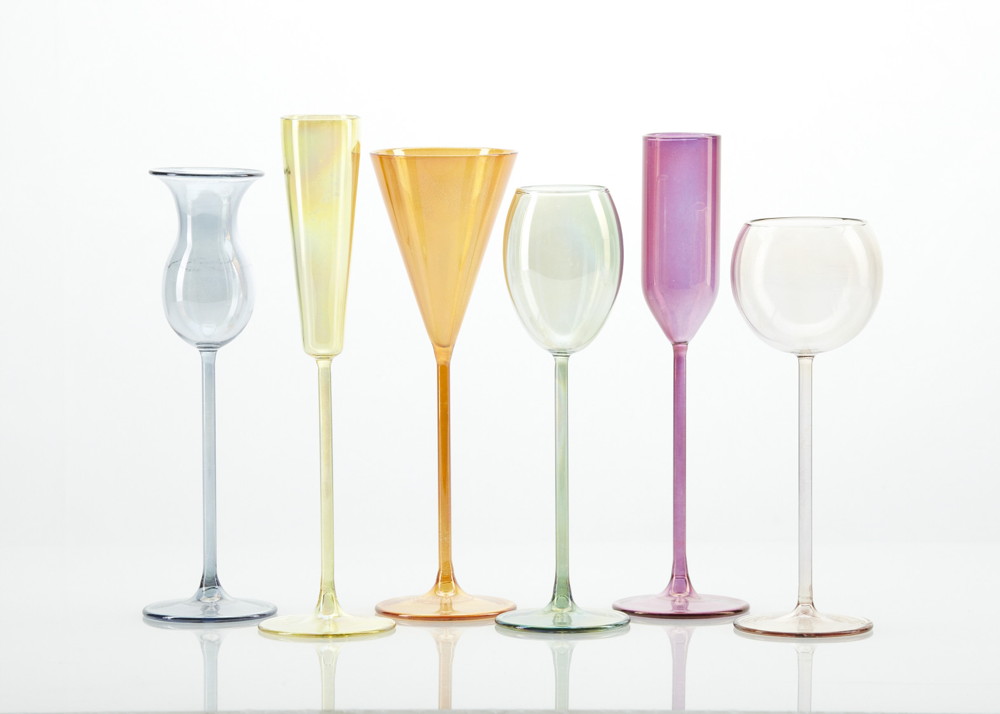 Set of Six Modern Art Glass Cordials, Italian, for Vietri