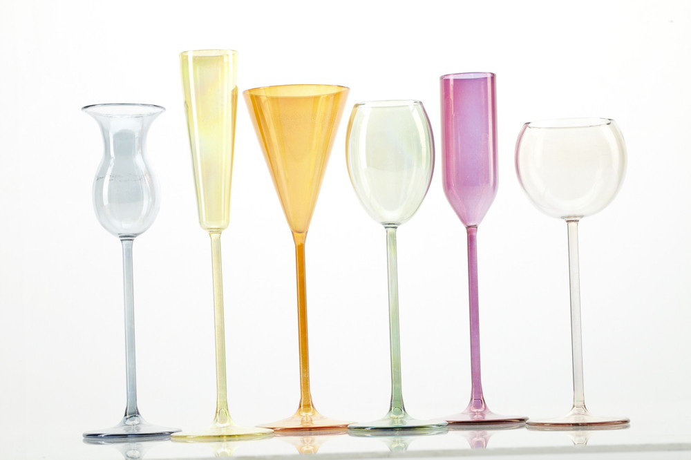 Set of Six Modern Art Glass Cordials, Italian, for Vietri