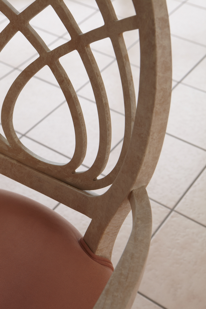 Modern Henredon Dining Table and Chairs, Whitewashed Oak, Brass and Glass