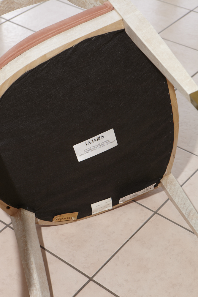 Modern Henredon Dining Table and Chairs, Whitewashed Oak, Brass and Glass