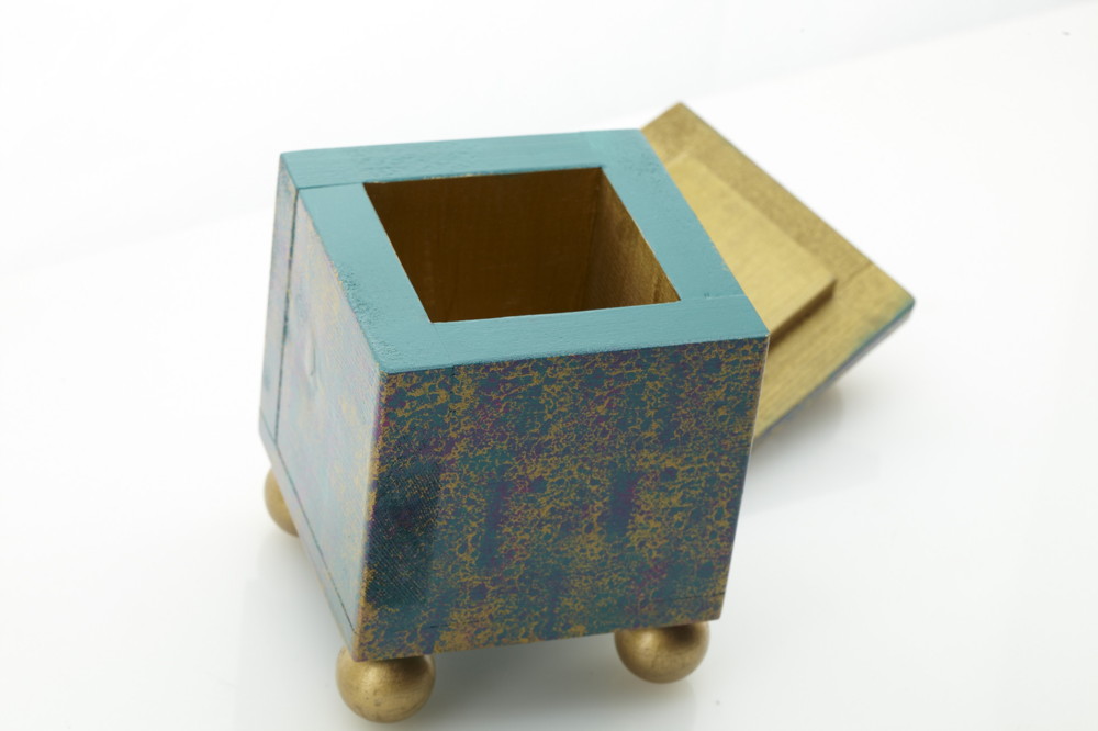 Modern Artisan - Made Wooden Box, Signed "Black Dog."