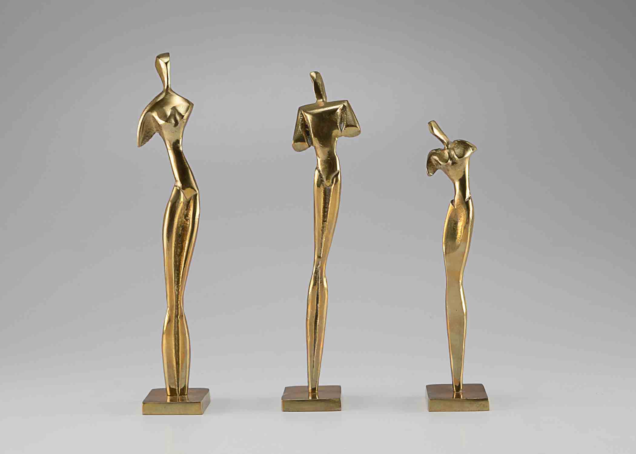 Trio of Modern Abstractionist Brass Sculptures