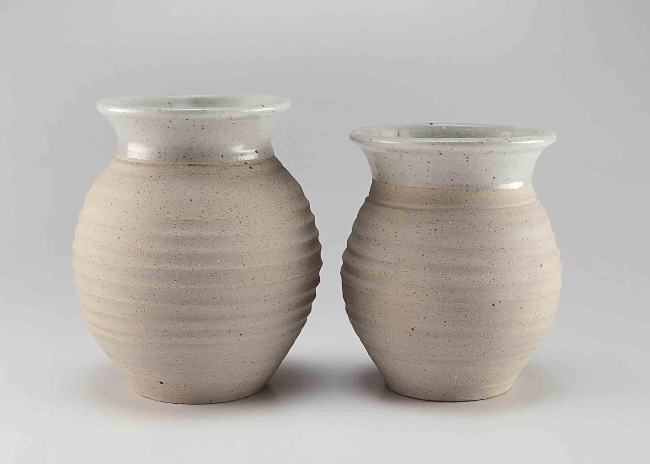 Pair of Contemporary Grey Pottery Vases