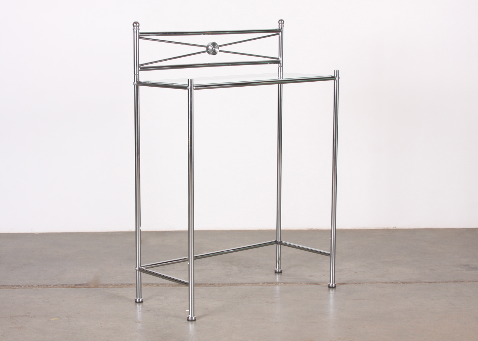 Contemporary Chrome and Glass Console Table