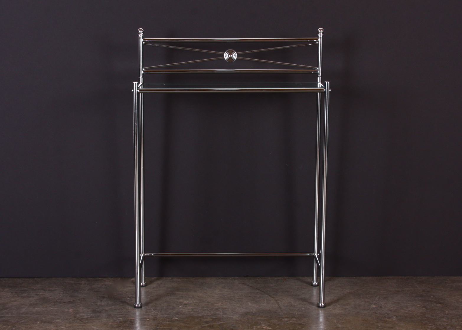 Contemporary Chrome and Glass Console Table